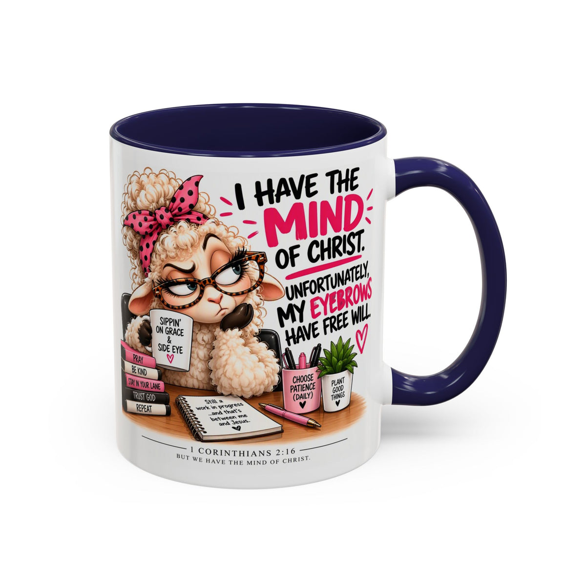 Christian Coffee Mug – "I Have the Mind of Christ" Funny Sheep Design (11/15 oz)