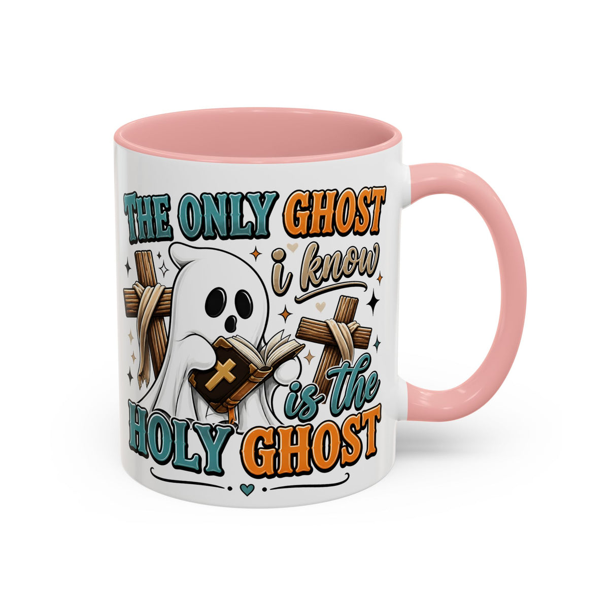 Accent Mug — "The Only Ghost I Know Is the Holy Ghost" Christian Halloween Coffee Cup