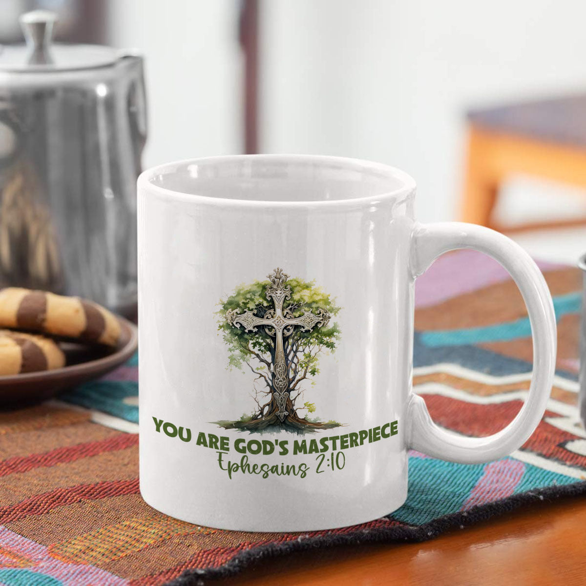You Are God's Masterpiece Christian White Ceramic Mug, 11oz claimedbygoddesigns