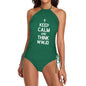 Keep Calm and Think WWJD Women's Christian Halter High Neck 2 - Piece Swimsuit Set - ClaimedbyGodDesigns