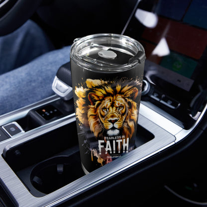 Fearless In Faith 20oz Mobile Christian Tumbler with Lid (Black Lock)