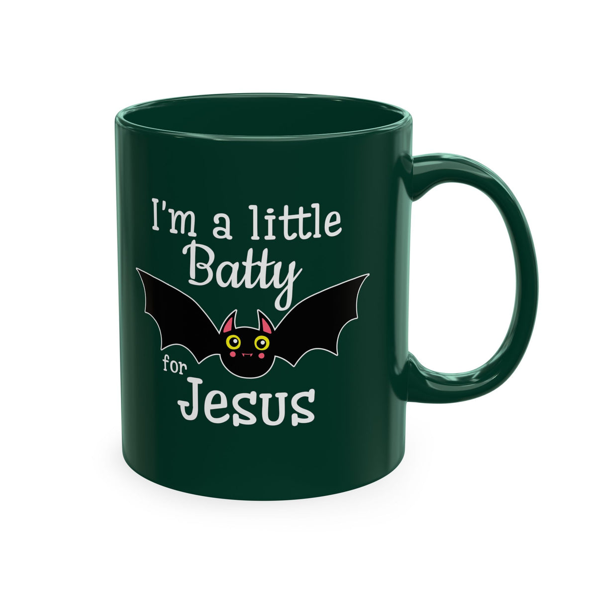 I'm a Little Batty for Jesus Mug – Christian Halloween Ceramic Coffee Cup