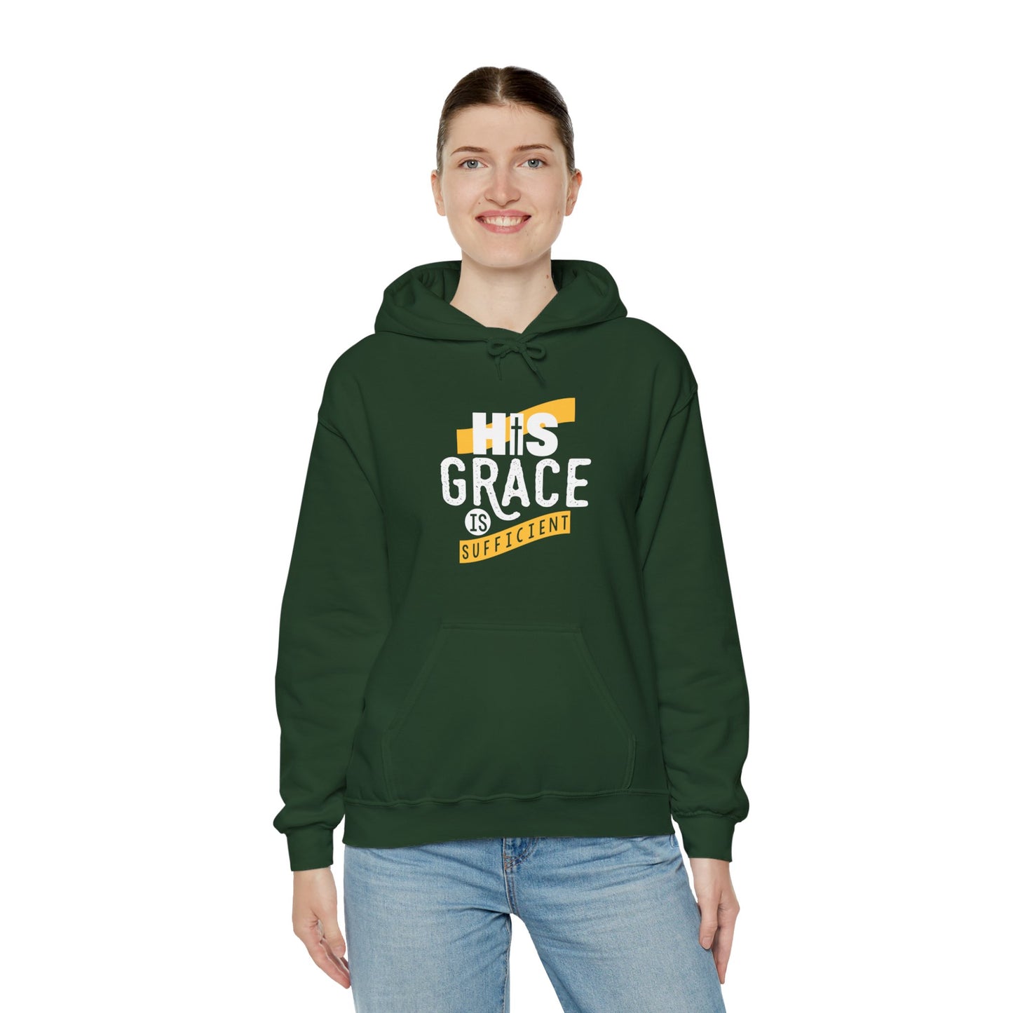 His Grace Is Sufficient Unisex Christian Hooded Pullover Sweatshirt