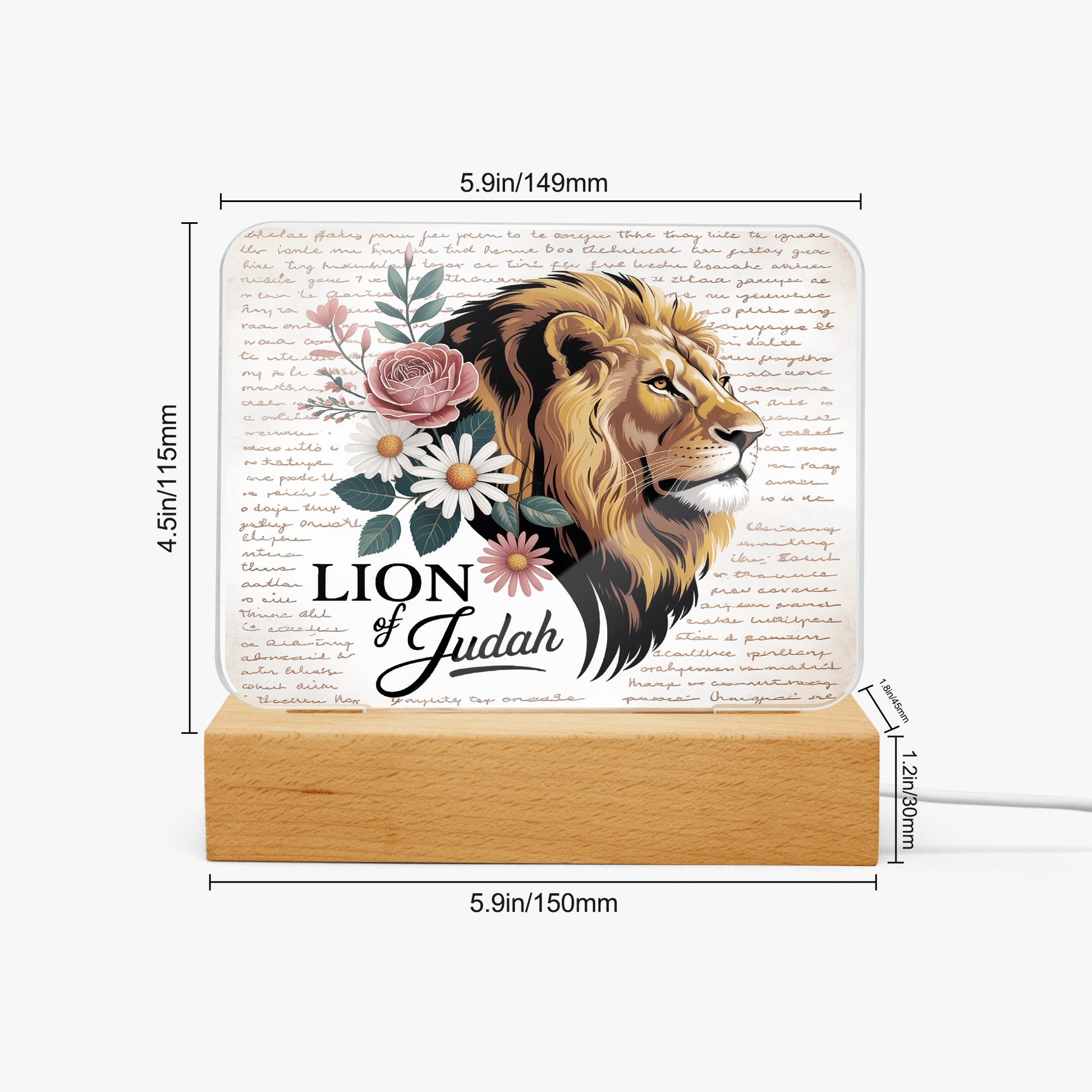 Lion Of Judah Acrylic Plaque with Stand - Rectangle - ClaimedbyGodDesigns
