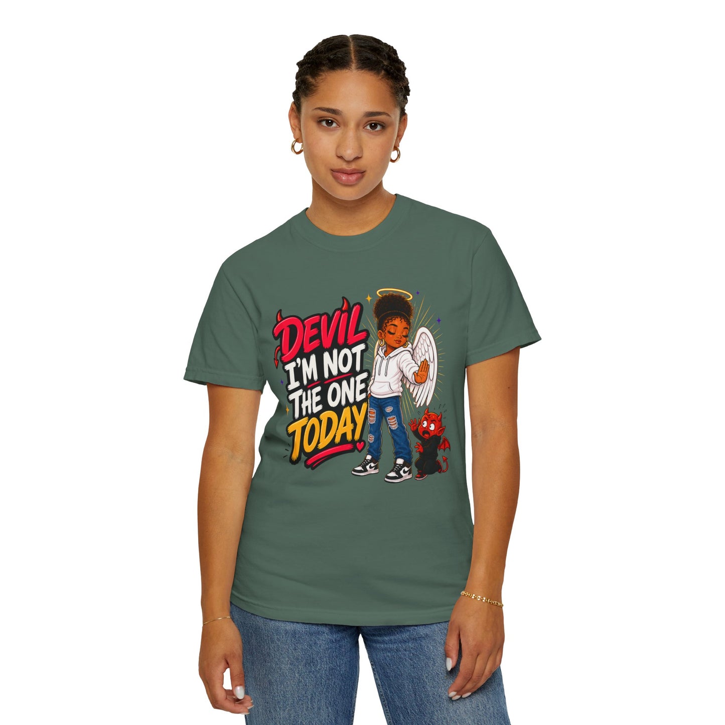 Devil I'm Not the One Today T-Shirt — Funny Angel vs Devil Graphic Tee - ClaimedbyGodDesigns