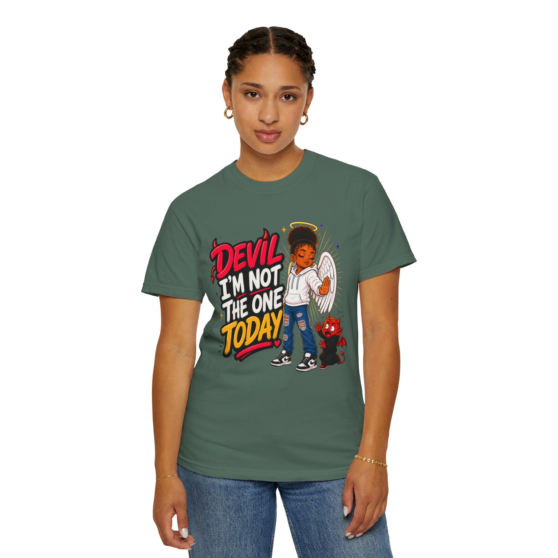 Devil I'm Not the One Today T-Shirt — Funny Angel vs Devil Graphic Tee - ClaimedbyGodDesigns