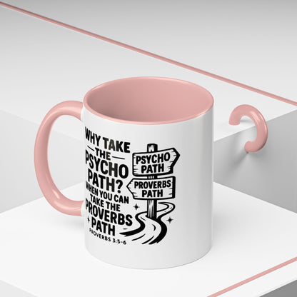 Inspirational Quote Accent Coffee Mug - Perfect Gift for Motivational Moments, Office Desk Essentials, Christian Gifts, Proverbs 3:5-6