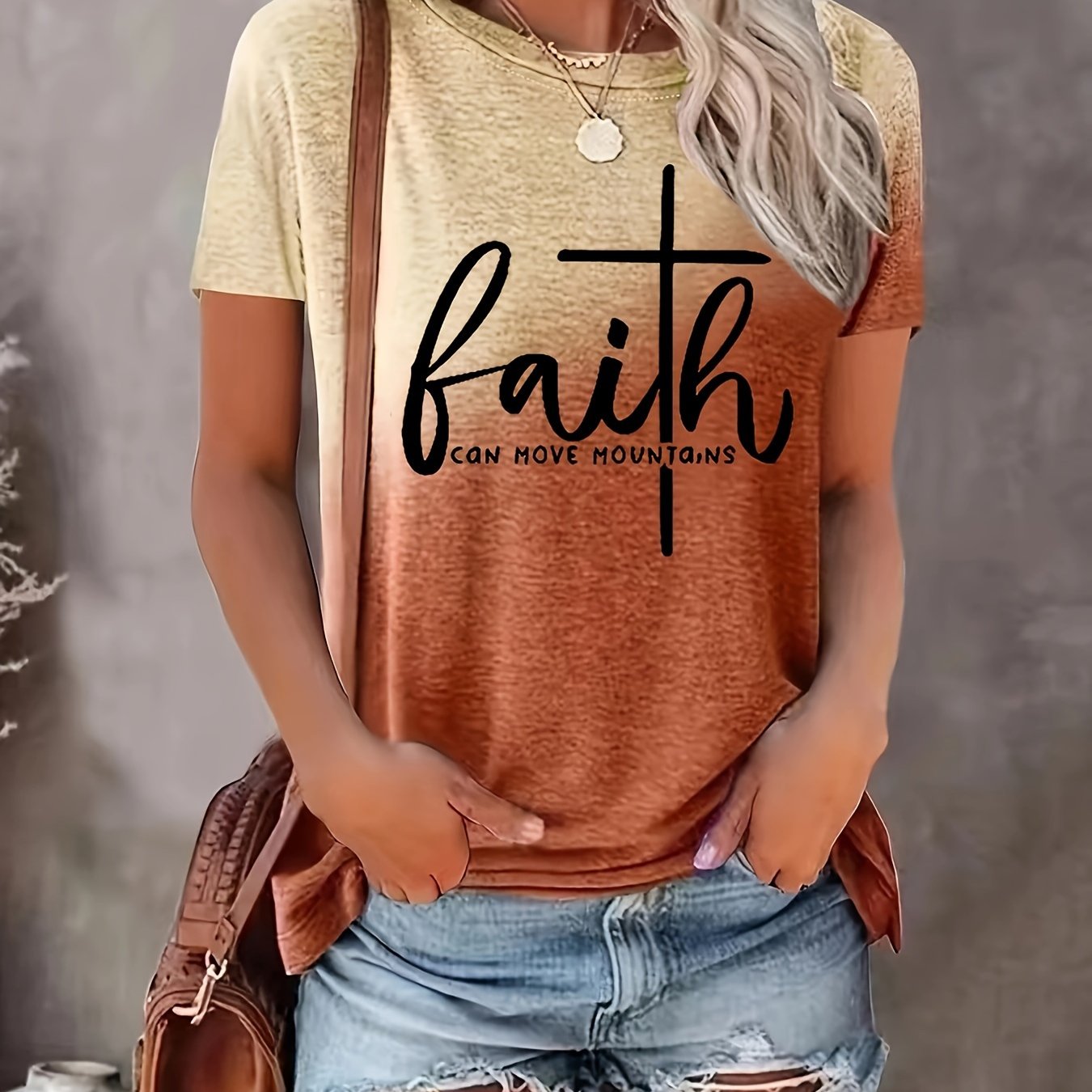 Faith Can Move Mountains Women's Christian T-Shirt claimedbygoddesigns