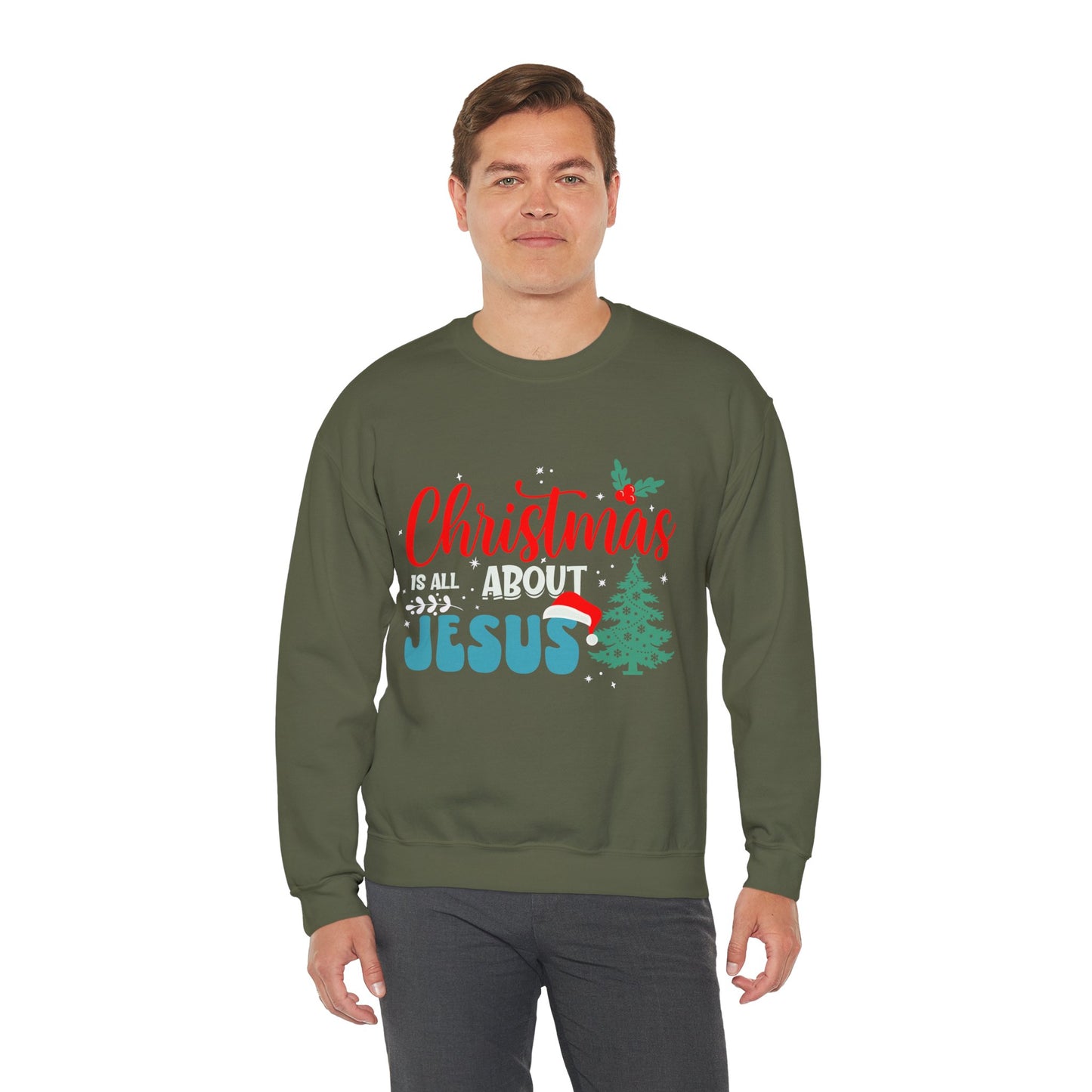 Christmas Is All About Jesus (Christmas Themed) Unisex Heavy Blend™ Crewneck Christian Sweatshirt