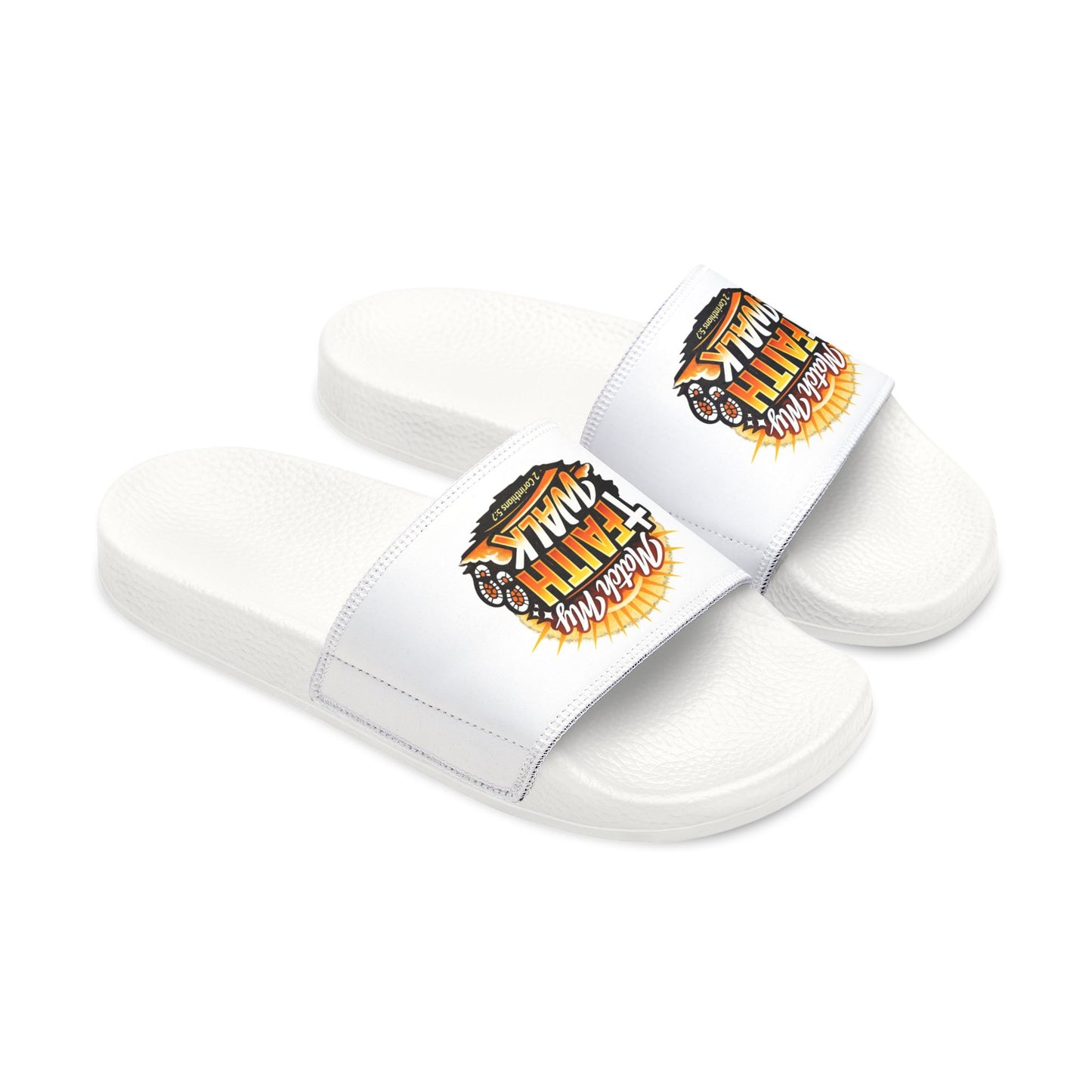 Youth Christian Slides — “Match My Faith Walk” Graphic Sandals