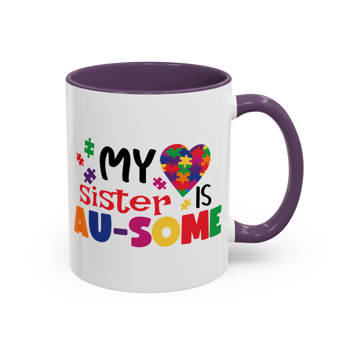 Colorful Autism Awareness Coffee Mug - "My Sister is AU-some"