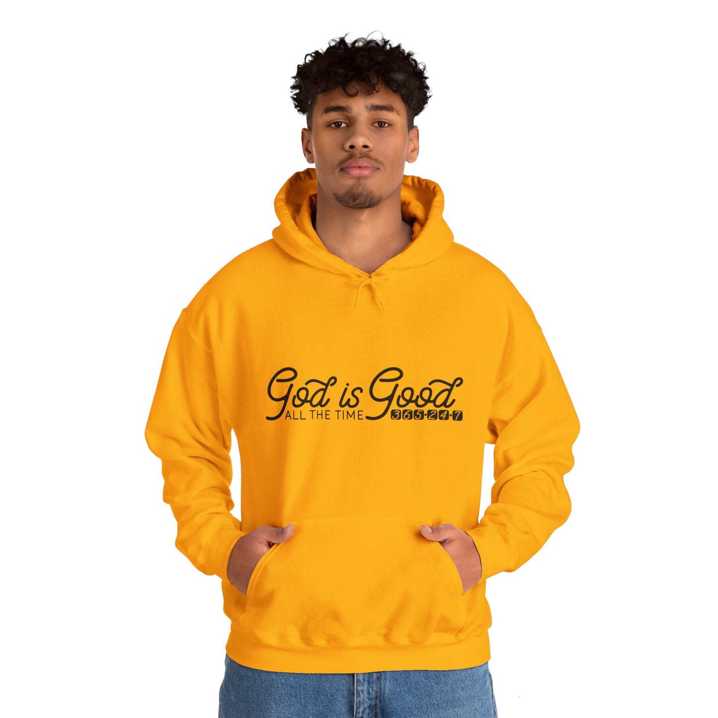 God Is Good All The Time 365 24 7 Unisex Christian Hooded Pullover Sweatshirt