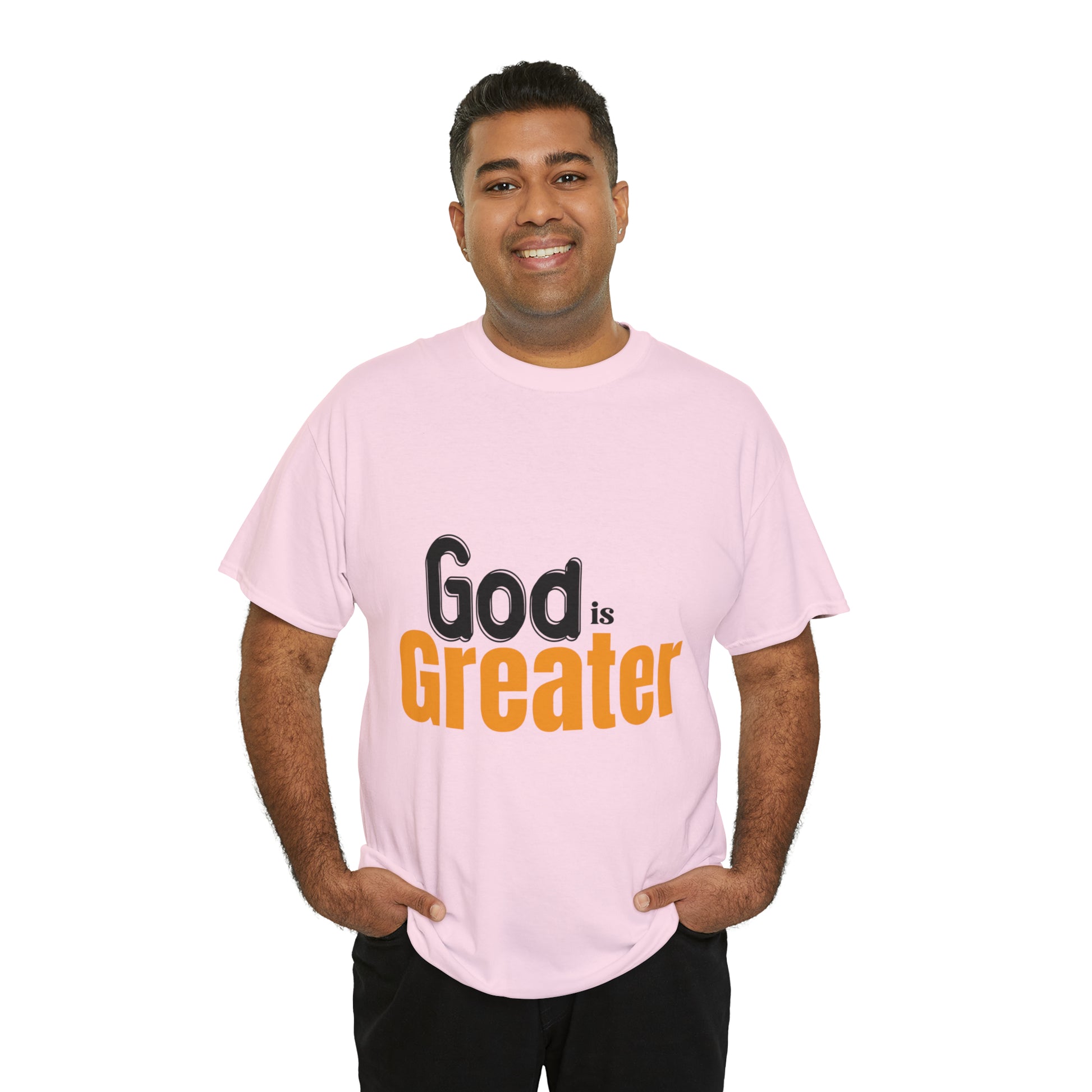 God Is Greater Unisex Heavy Cotton Tee Printify