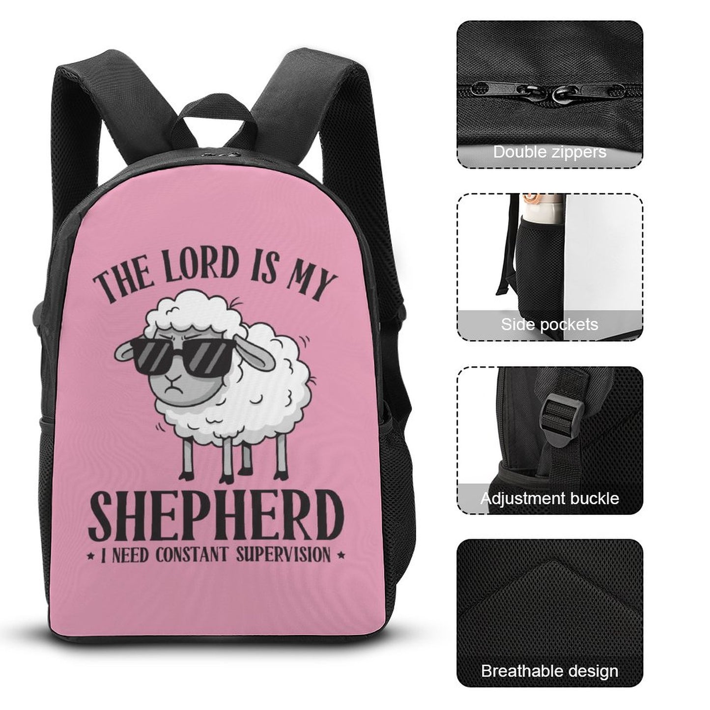 I Need Constant Supervision (girl) 3 Pcs Christian School Backpack Set for Kids (Backpack, Lunch Bag and Pencil Case)