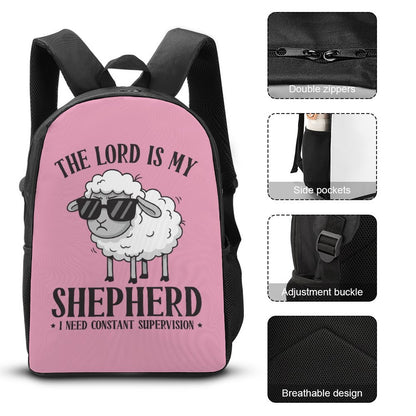 I Need Constant Supervision (girl) 3 Pcs Christian School Backpack Set for Kids (Backpack, Lunch Bag and Pencil Case)