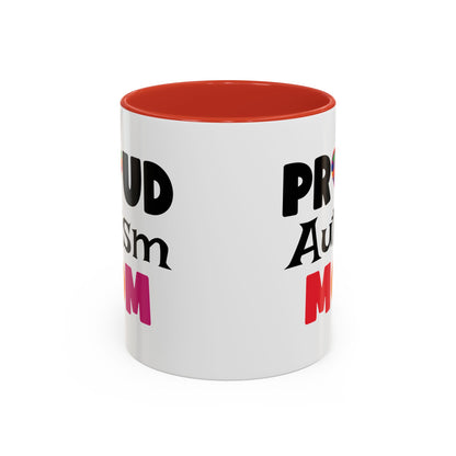Proud Autism Mom Coffee Mug - Colorful Heart Design (11, 15oz)