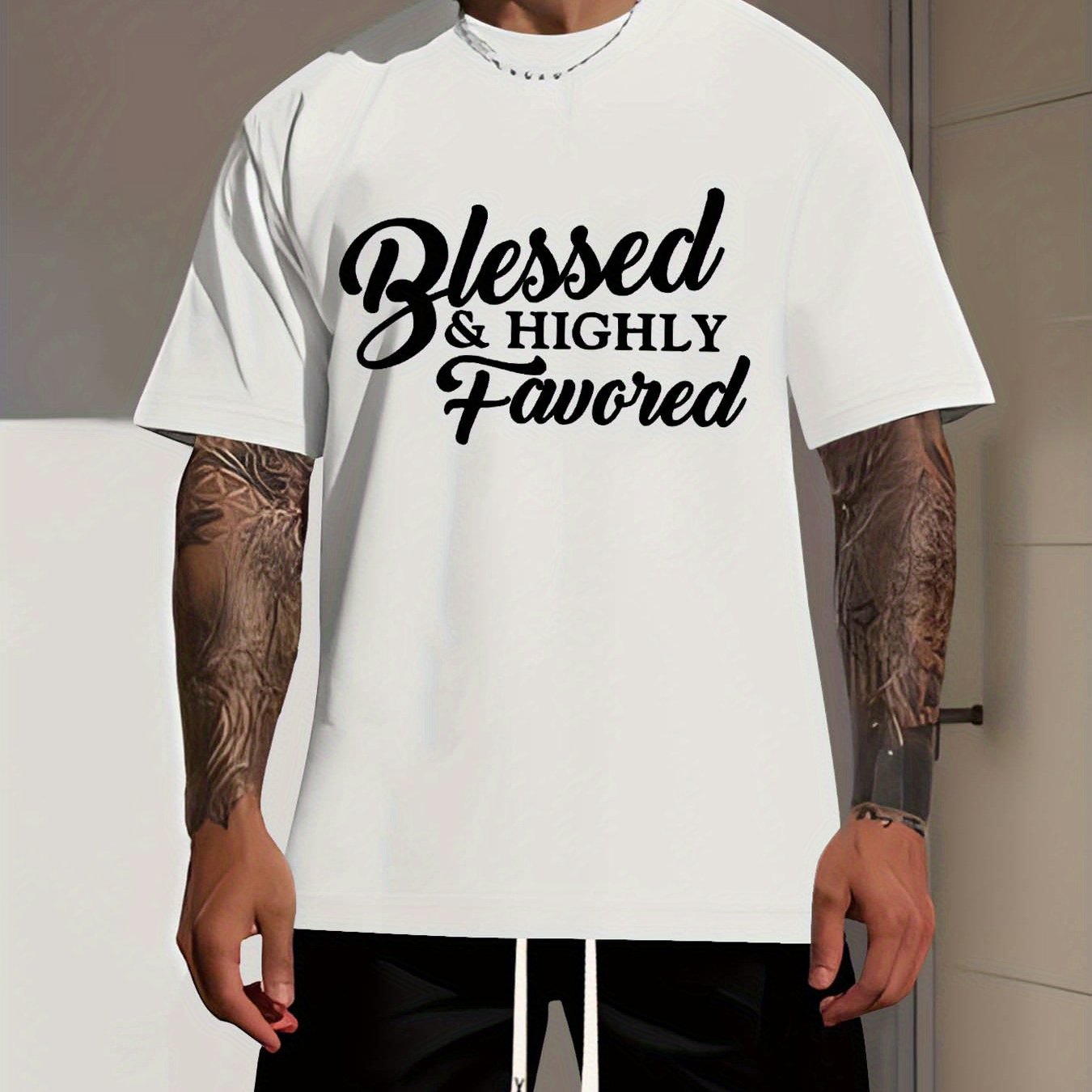 Blessed and Highly Favored Men's Christian T-shirt claimedbygoddesigns