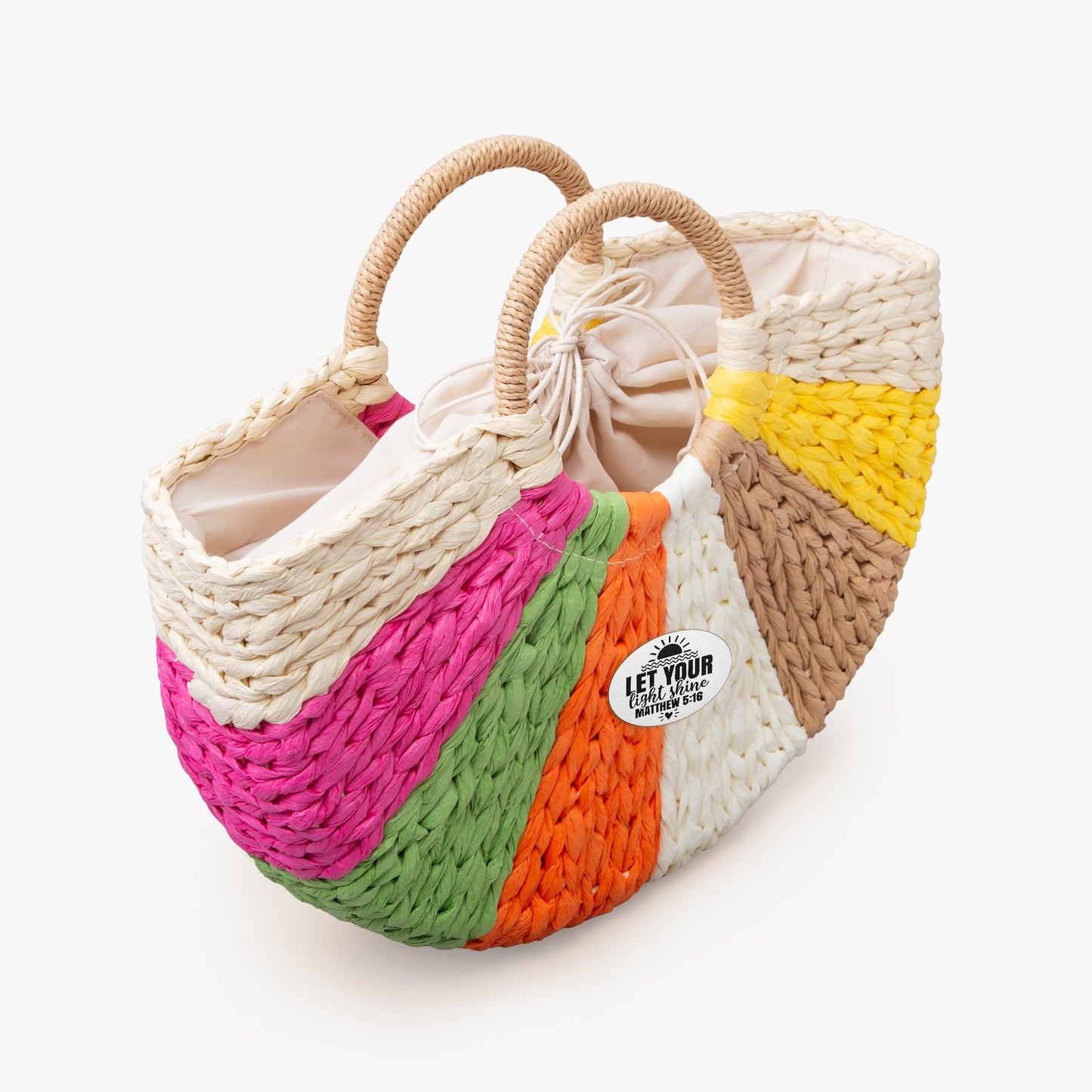 Let Your Light Shine Christian Straw Rainbow Handbag - ClaimedbyGodDesigns