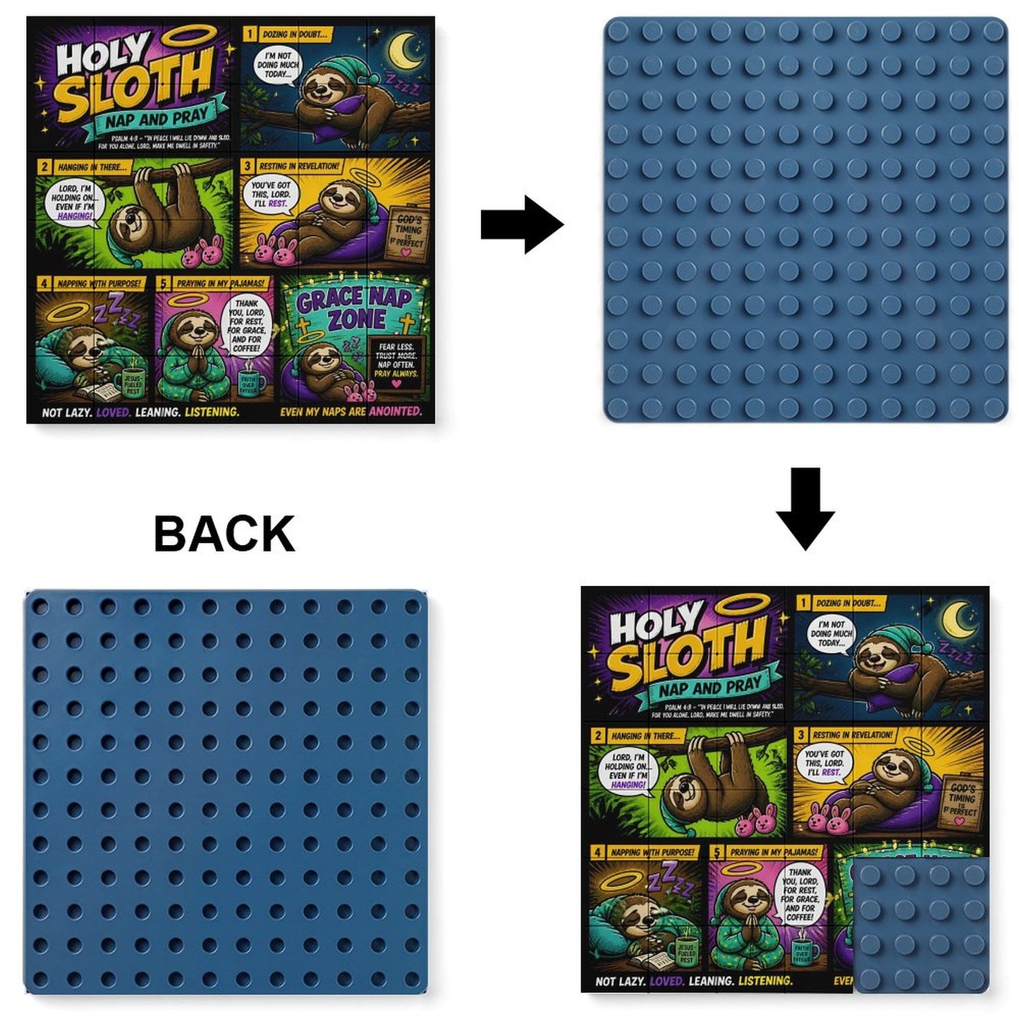 Holy Sloth – Building Block Puzzle Ornament - ClaimedbyGodDesigns