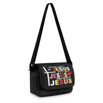 Start, Stay, End With Jesus Christian Kids Flap Crossbody Bag