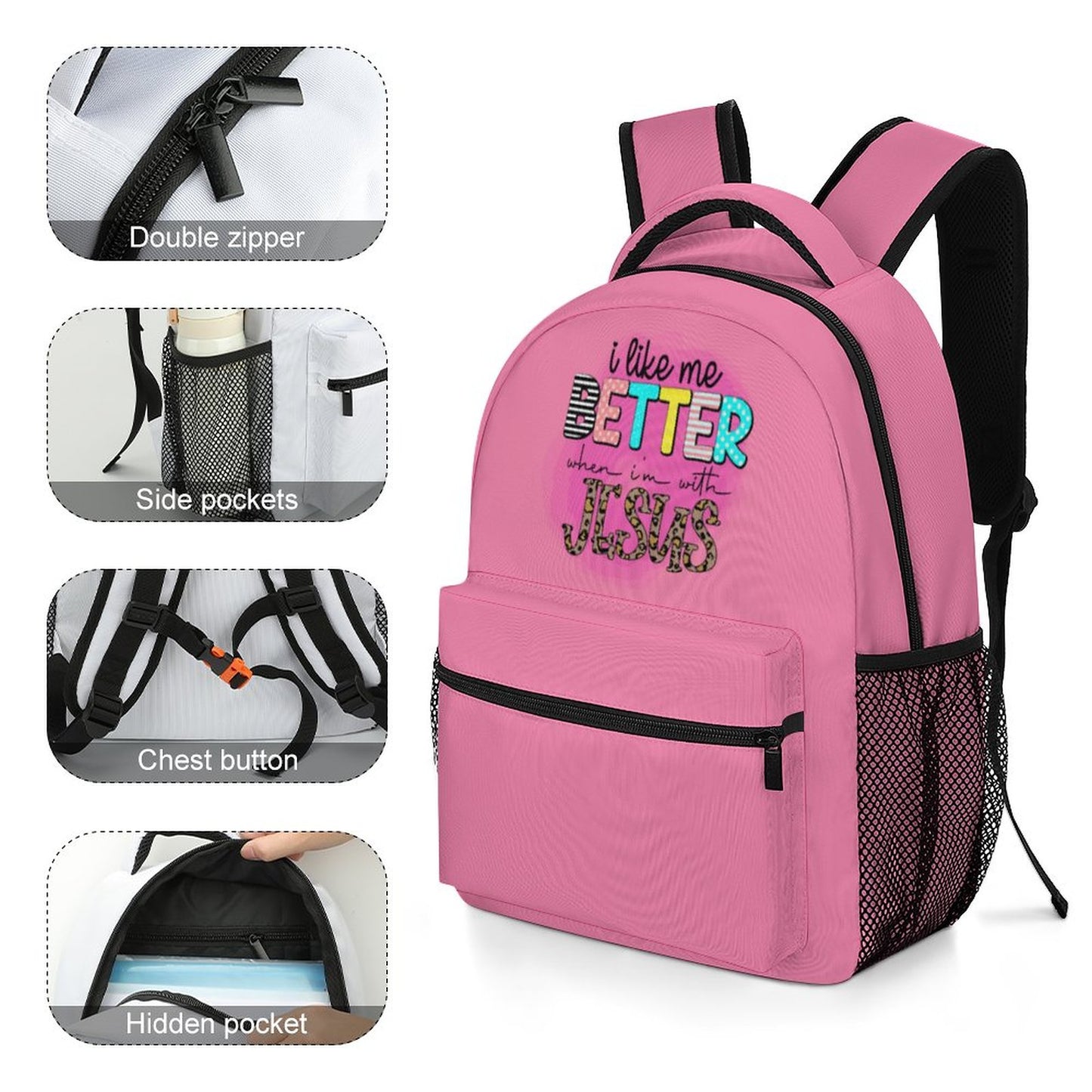 I Like Me Better When I'm With Jesus Christian Children's School Backpack