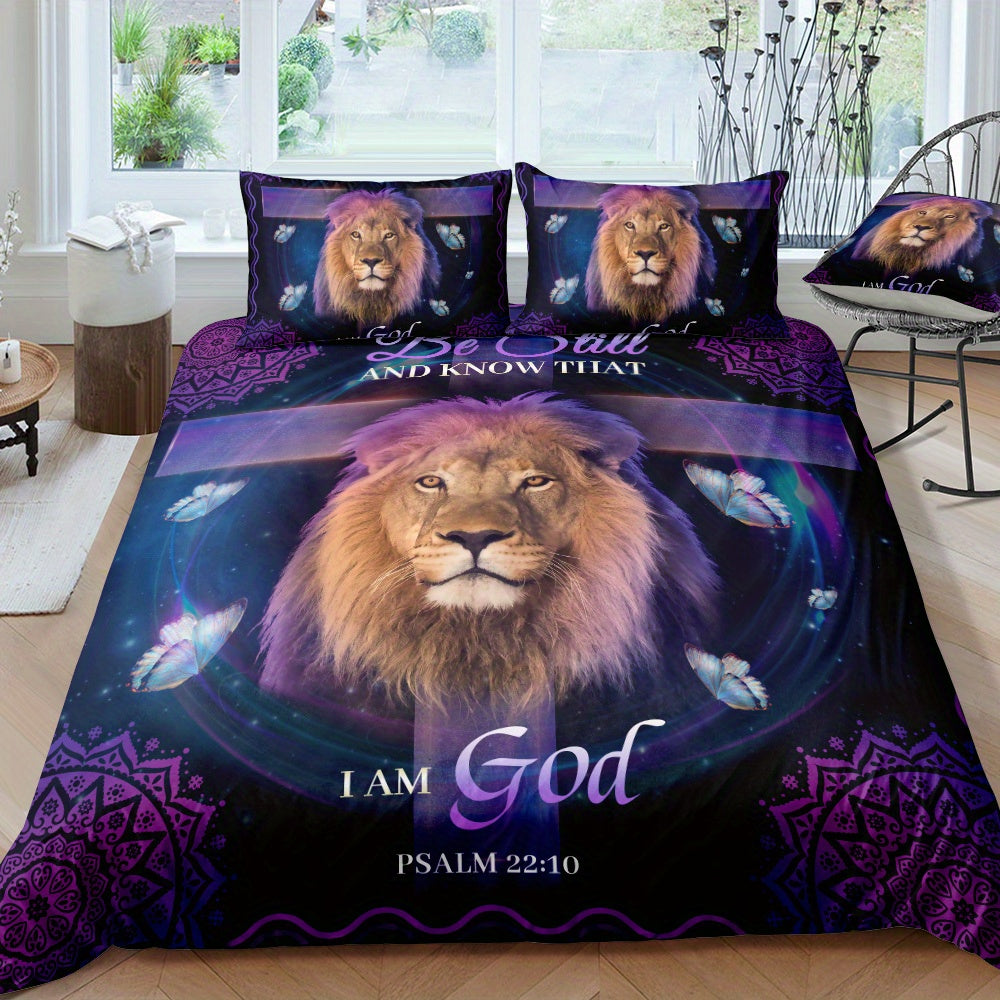 PSALM 22:10 I Am God 3pcs Christian Duvet Cover Set - Includes 1 Duvet Cover and 2 Pillowcases (Core Not Included) claimedbygoddesigns