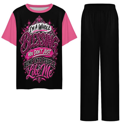 I’m A Whole Blessing You Don’t Just Bump Into People Like Me – Women’s Christian Short Sleeved Pajama Set