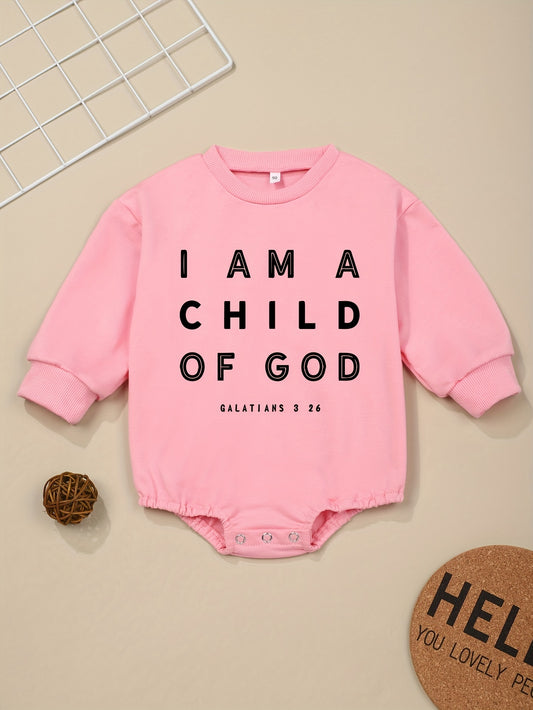 I Am A Child Of God Long Sleeve Christian Baby Onesie claimedbygoddesigns