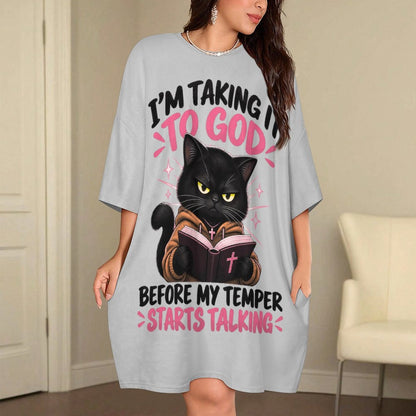 I'm Taking It To God Before My Temper Starts Talking Women's Christian One Size Flannel Nightdress