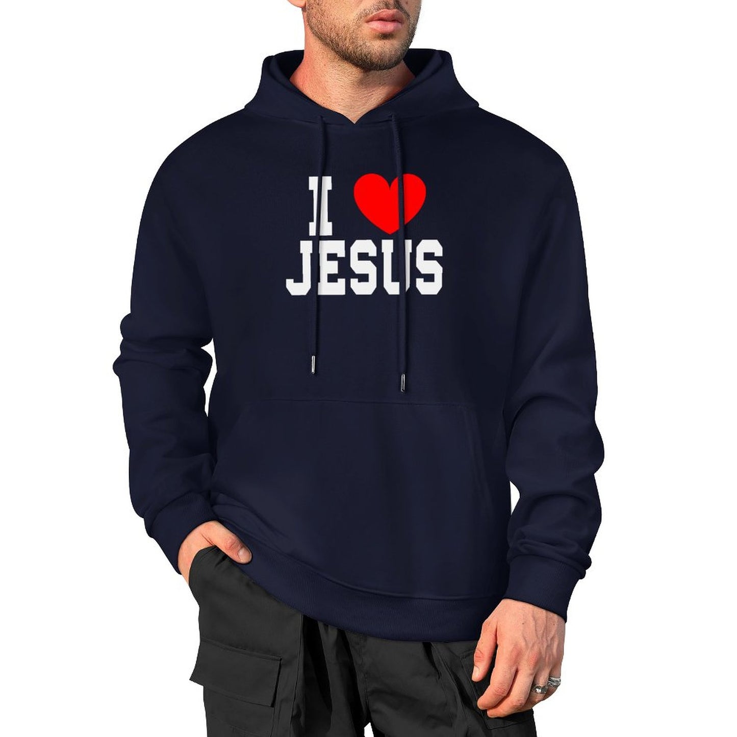 I Love Jesus Men's Christian Hooded Pullover Sweatshirt