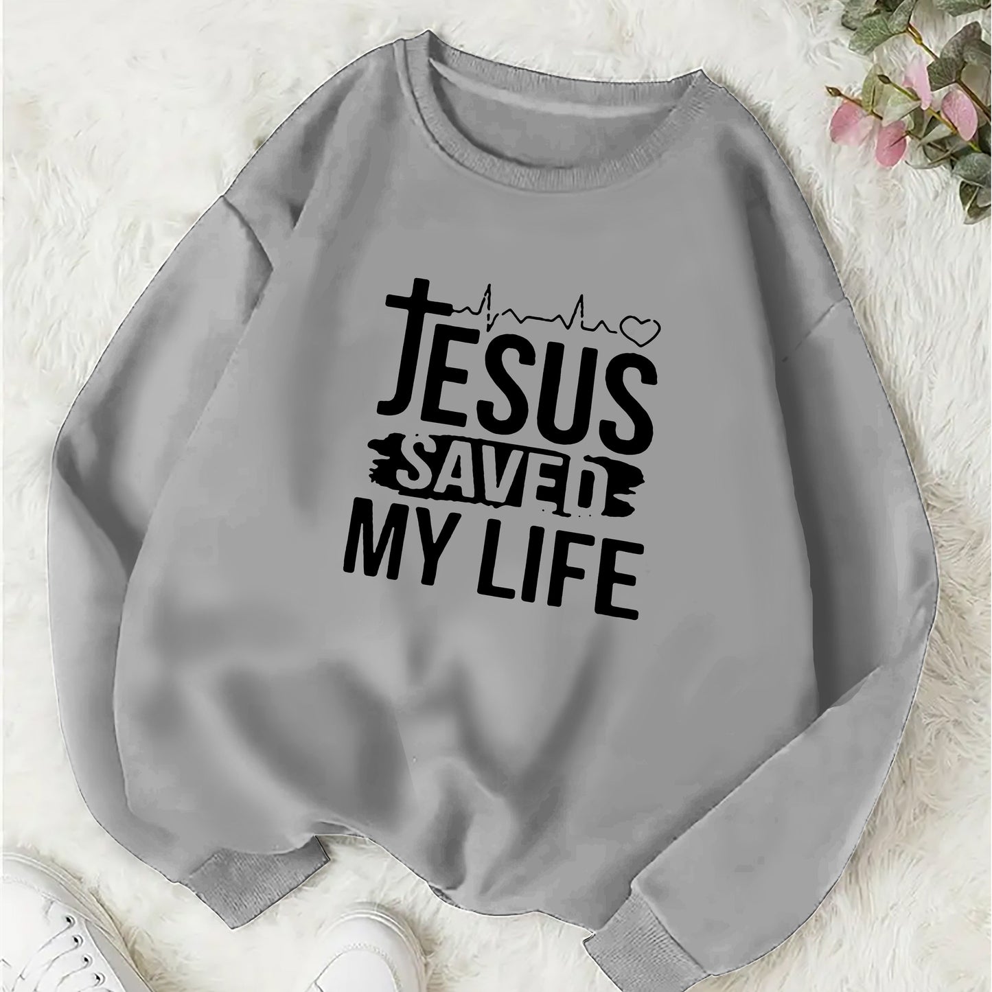 Jesus Saved My Life Youth Christian Pullover Sweatshirt claimedbygoddesigns