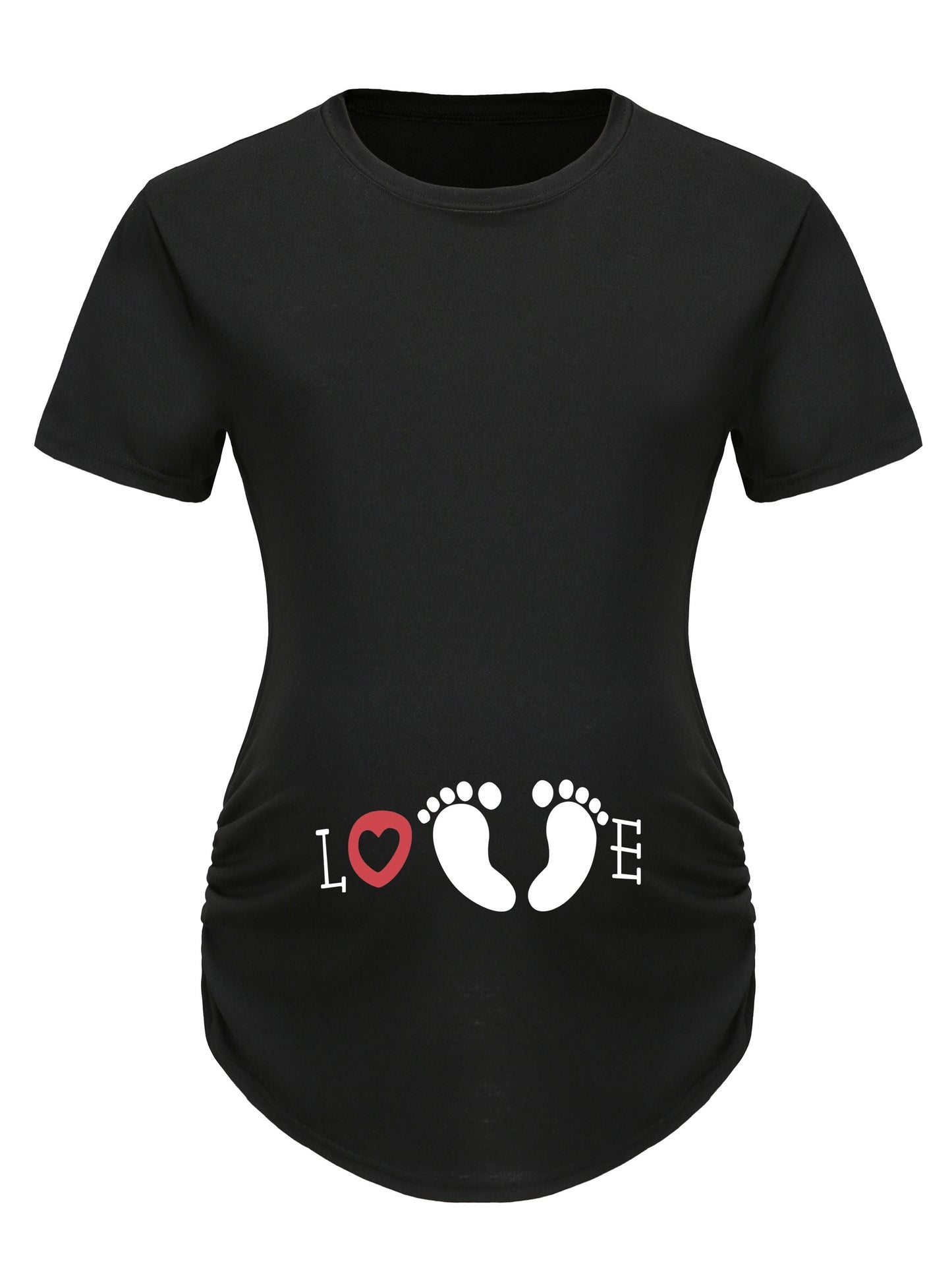 Love (baby footprint) Women's Christian Maternity T-Shirt claimedbygoddesigns