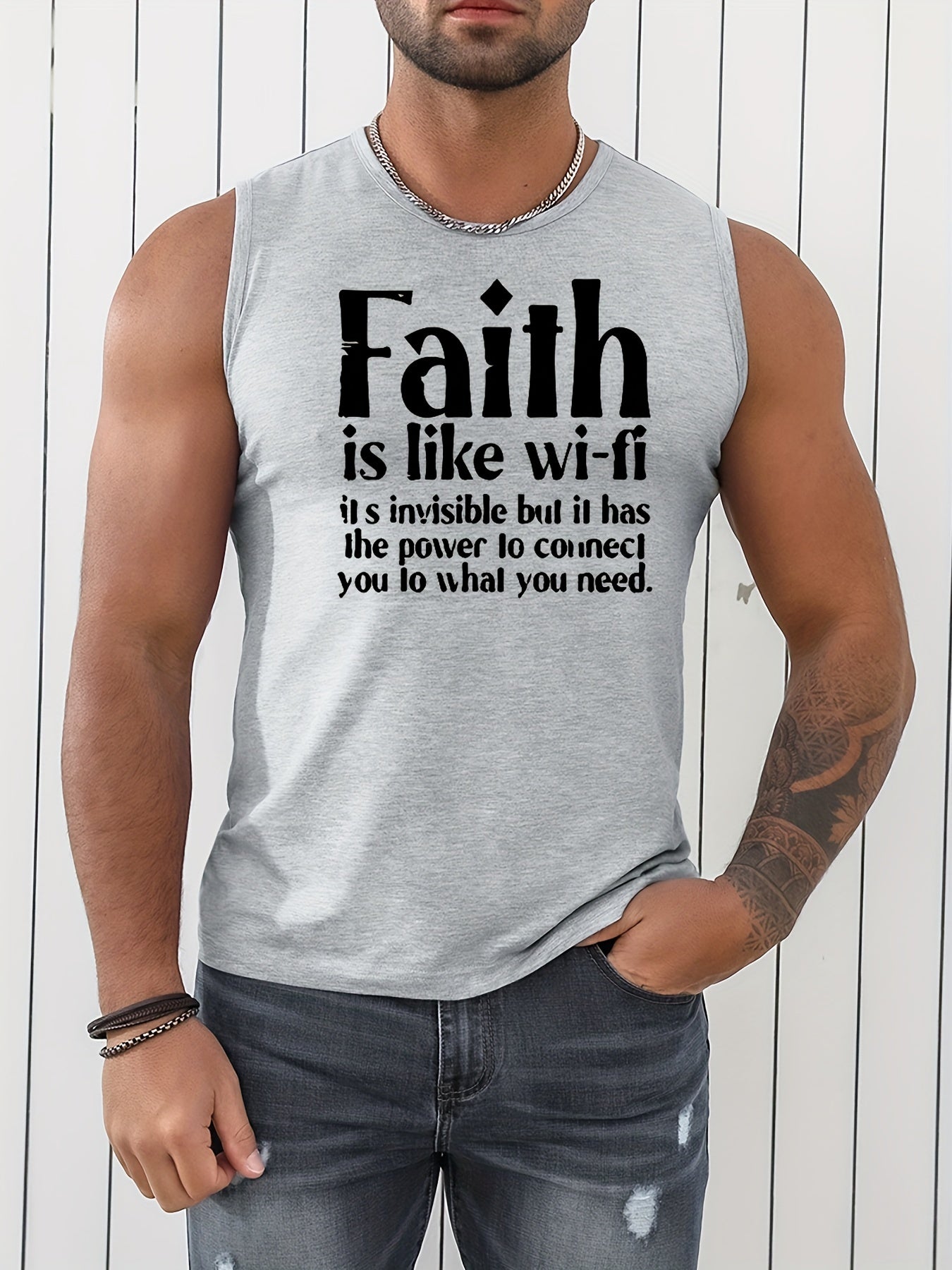 Faith Is Like Wifi Plus Size Men's Christian Tank Top claimedbygoddesigns