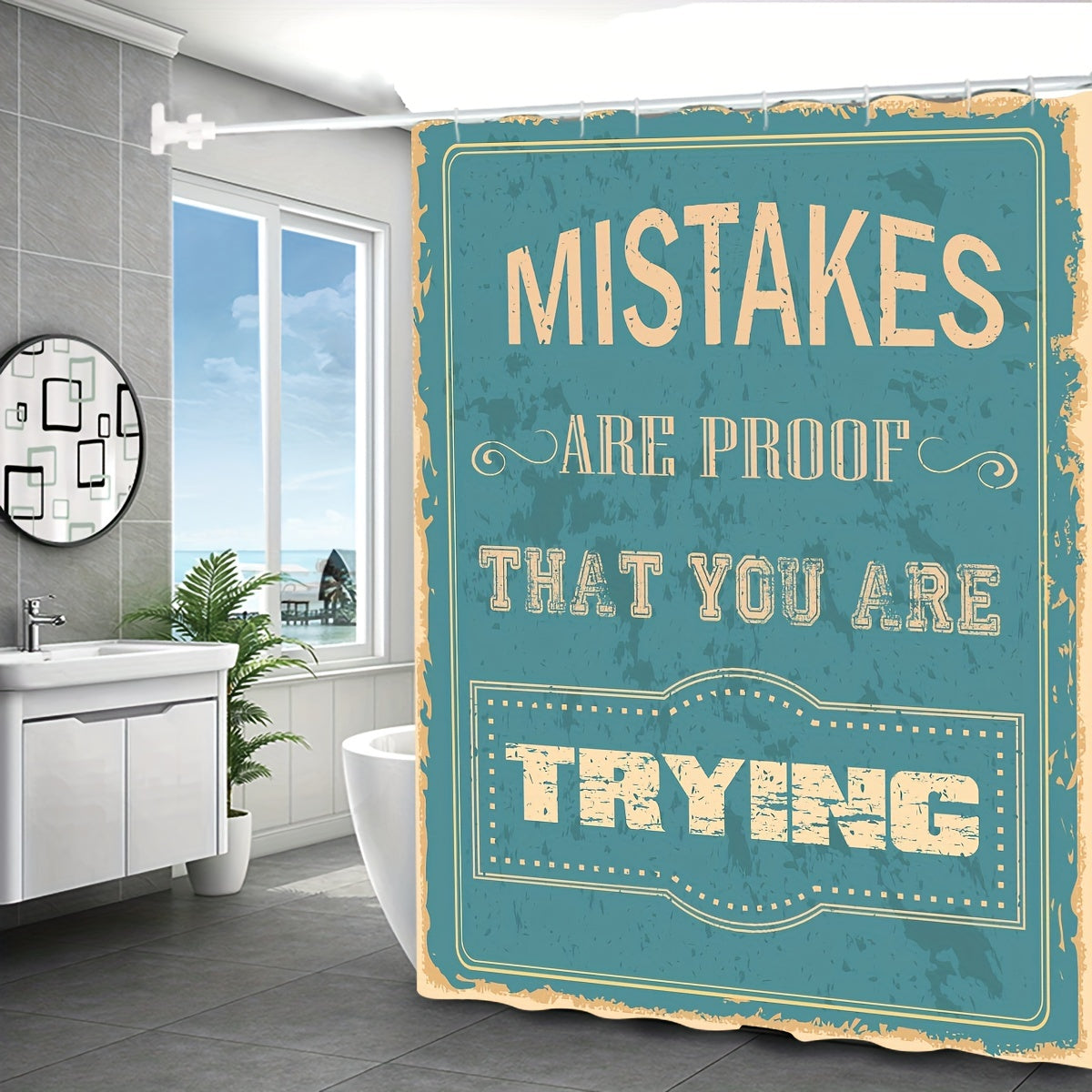 1pc Mistakes Are Proof That You Are Trying Christian Shower Curtain claimedbygoddesigns