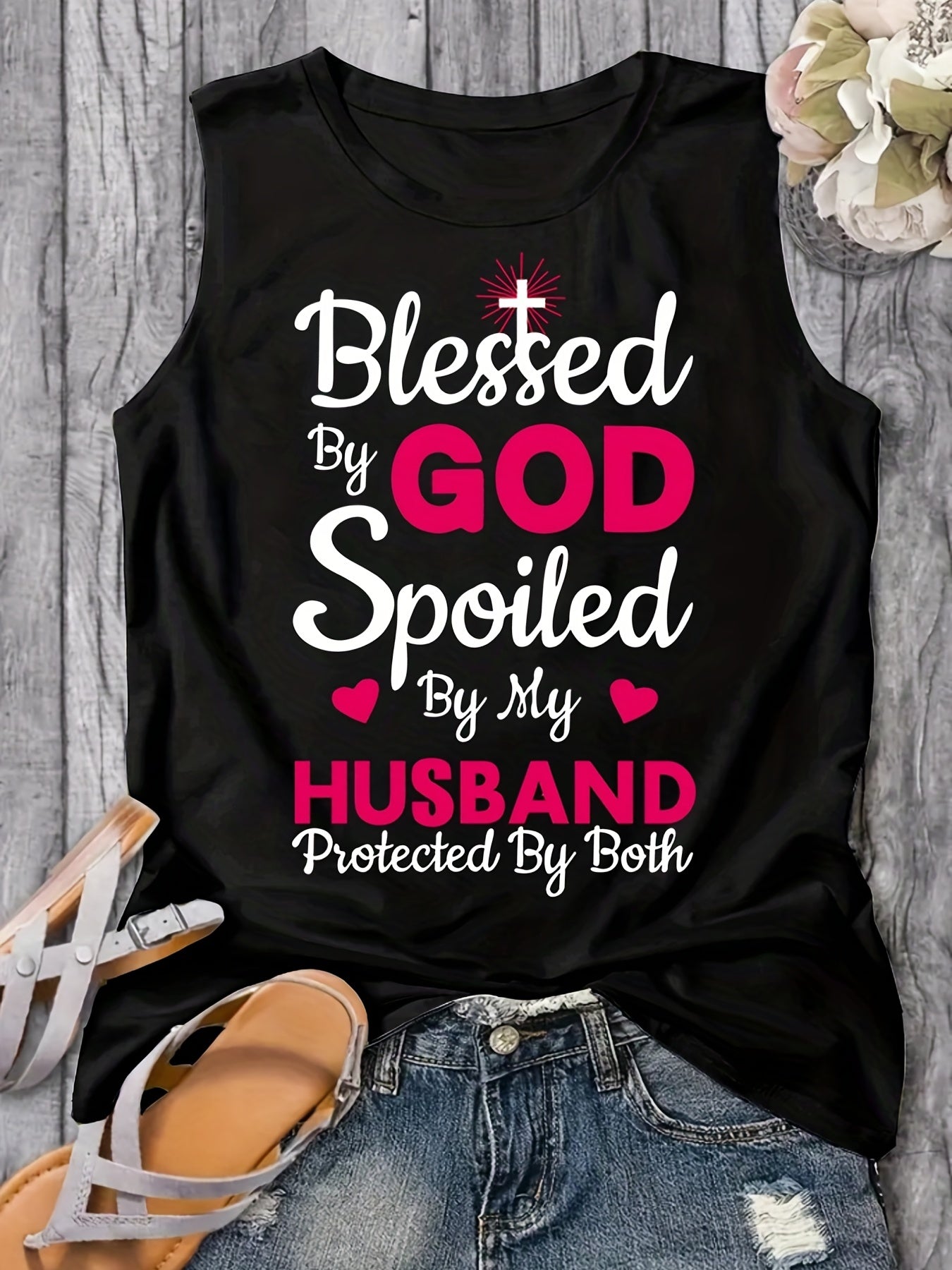 Blessed By God Spoiled By My Husband Protected By Both Women's Christian Tank Top claimedbygoddesigns