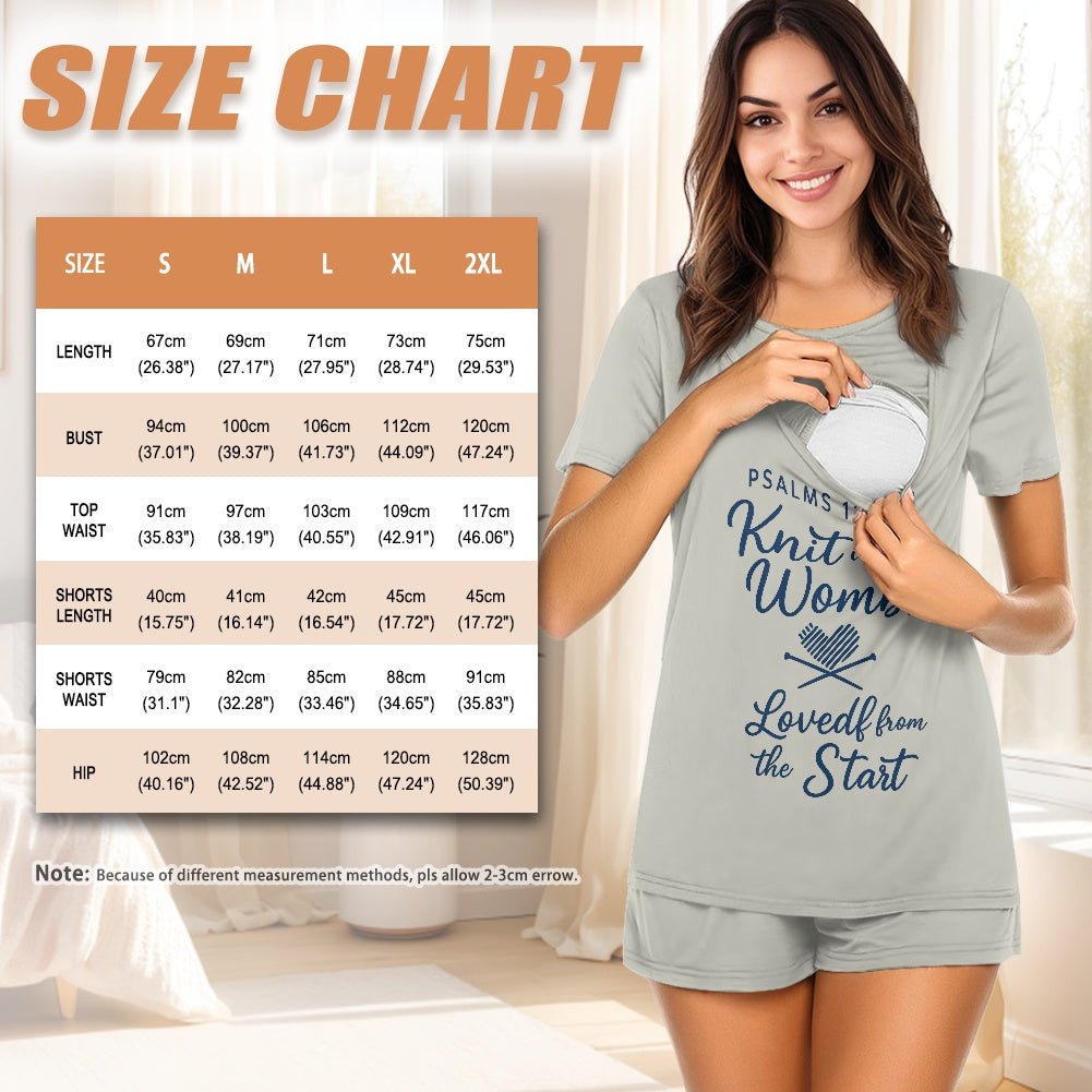 Knit in the Womb, Loved from the Start Christian Maternity Short Sleeve Pajama Set - ClaimedbyGodDesigns