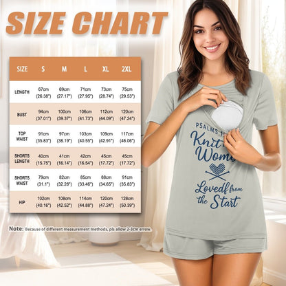 Knit in the Womb, Loved from the Start Christian Maternity Short Sleeve Pajama Set - ClaimedbyGodDesigns