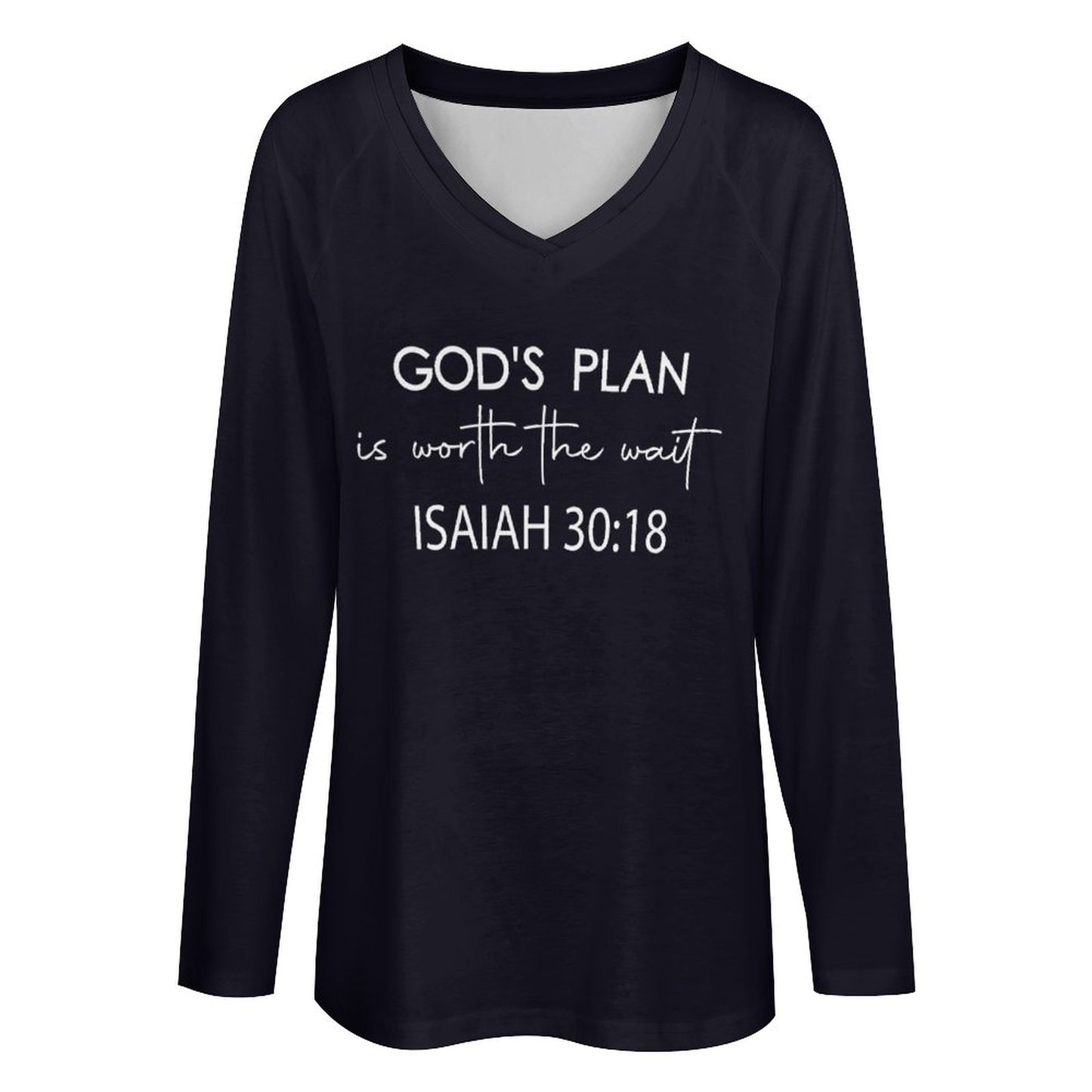 His Plan Is Worth The Wait Women's Christian V-neck Loose Long Sleeve Sweatshirt