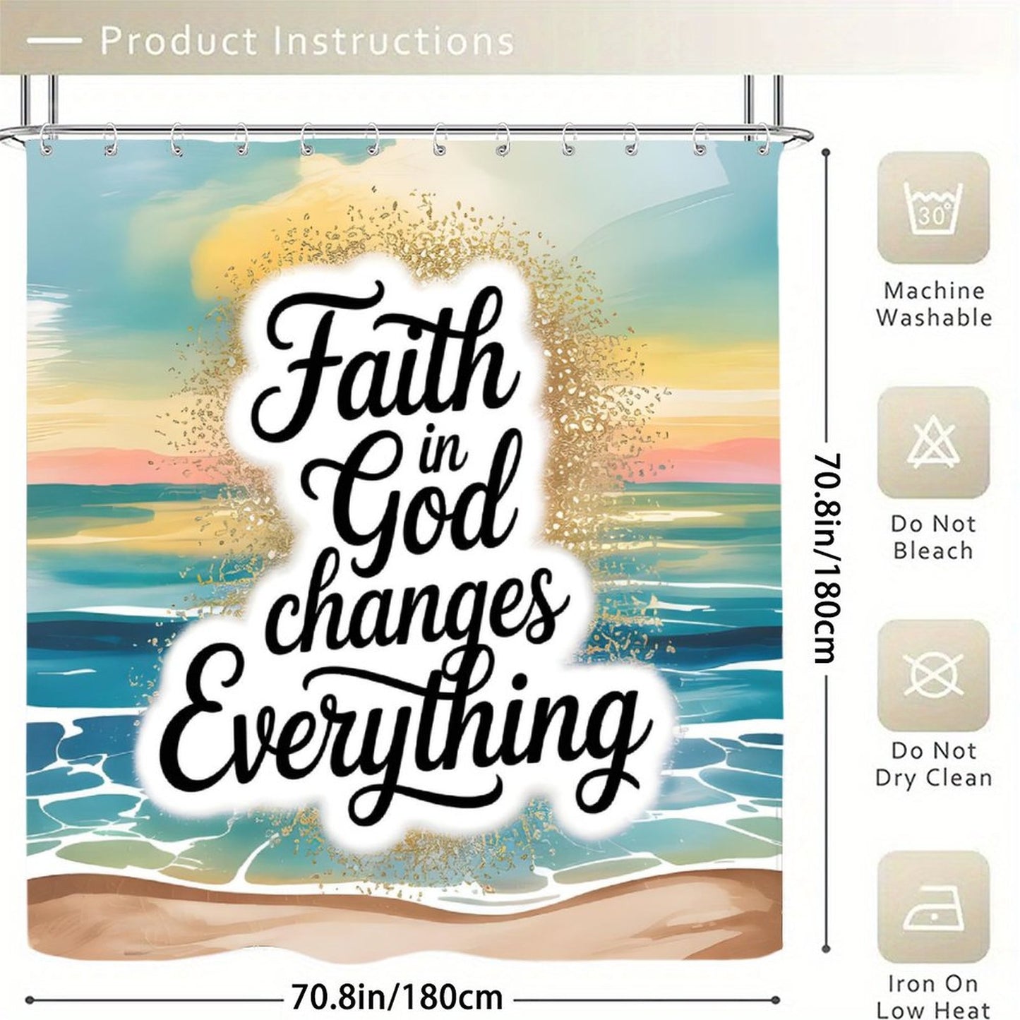 Faith In God Changes Everything Christian Waterproof Shower Curtain