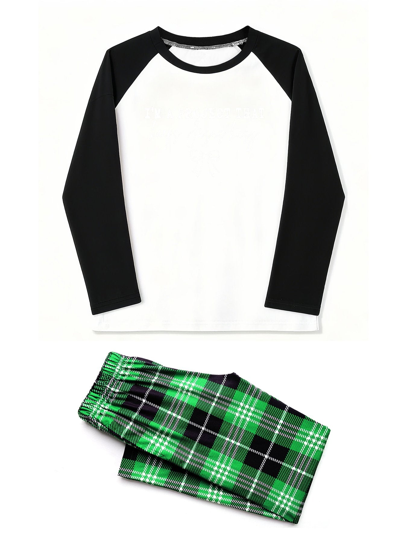 I'm A Project That Keeps Him Busy Youth Christian Plaid Pajamas