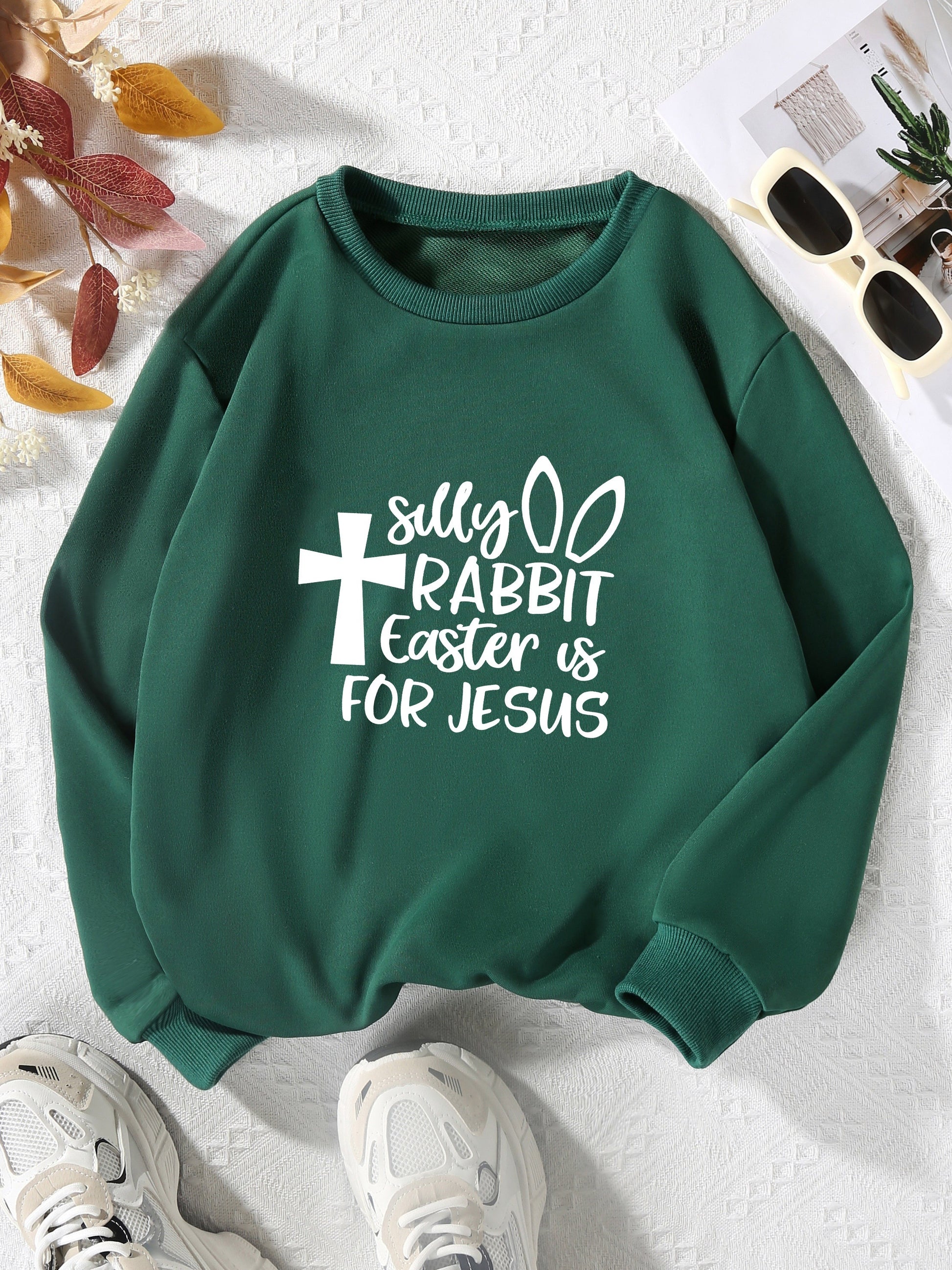 Silly Rabbit Easter Is For Jesus Youth Christian Pullover Sweatshirt claimedbygoddesigns