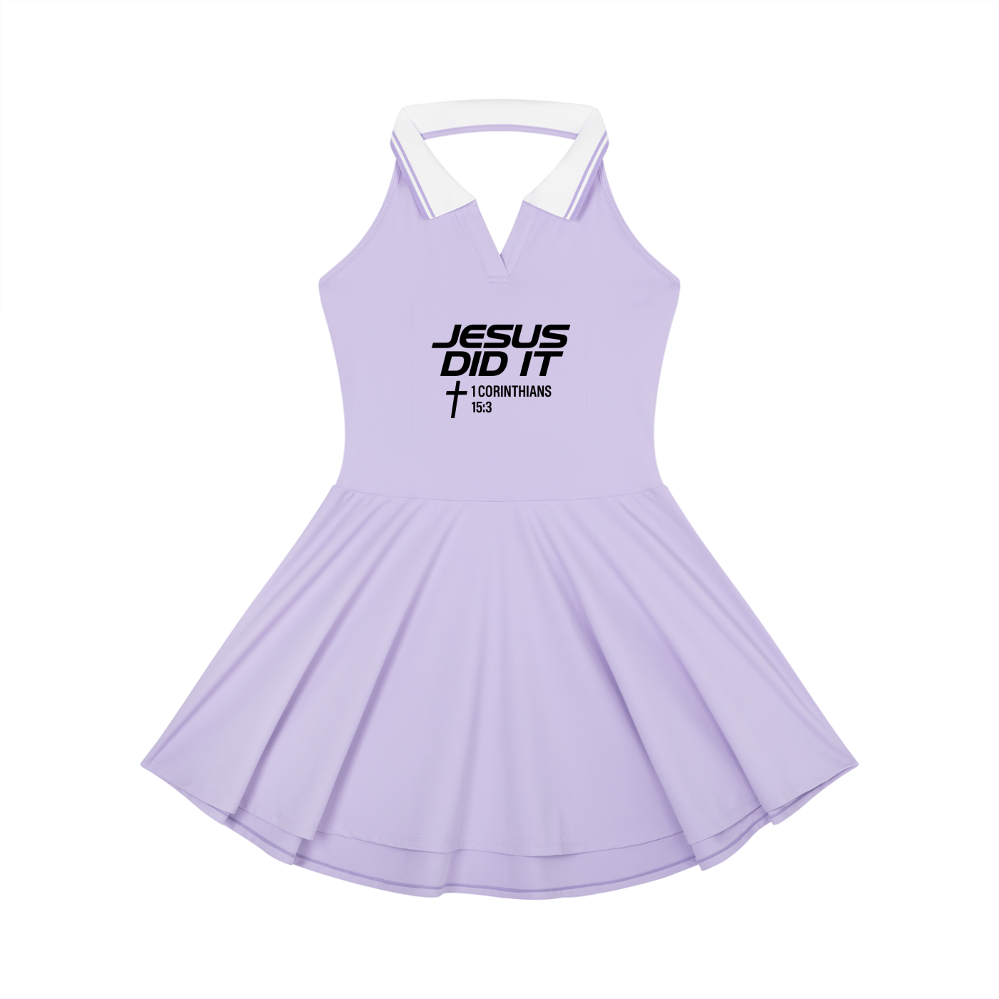 Jesus Did It Women's Christian Collared Halter A-Line Tennis Dress