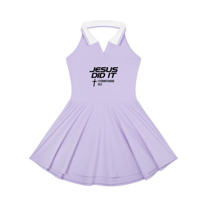 Jesus Did It Women's Christian Collared Halter A-Line Tennis Dress