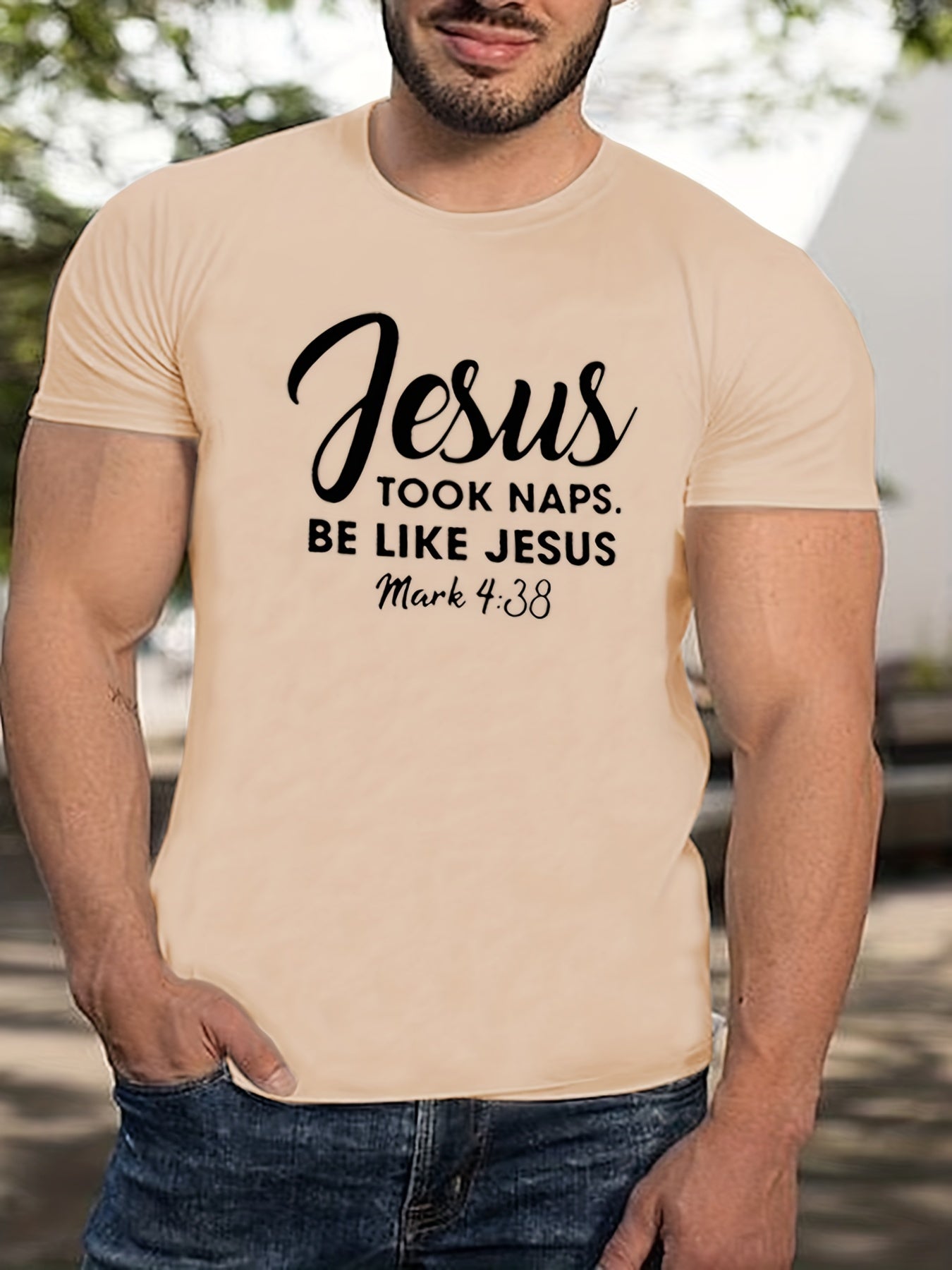 Mark 4:38 Jesus Took Naps Be Like Jesus Men's Christian T-shirt claimedbygoddesigns