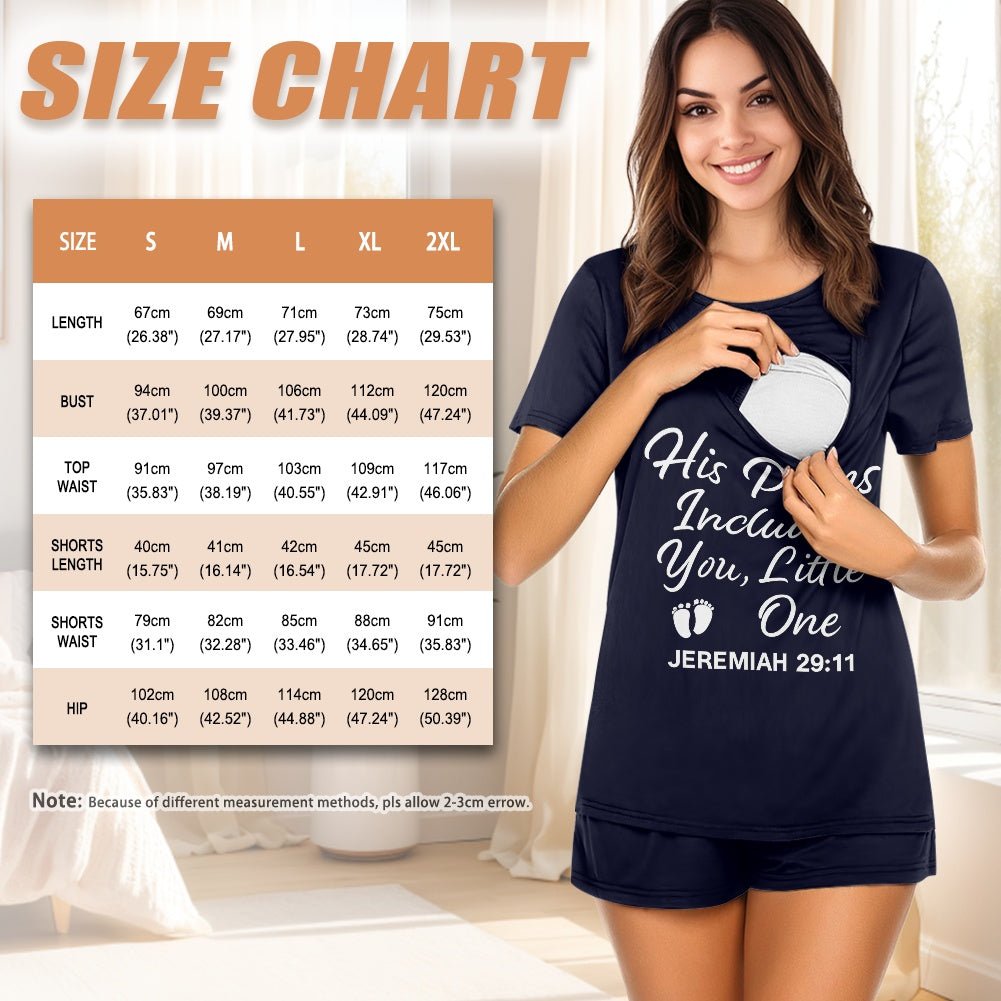 His Plans Include You Little One Christian Maternity Short Sleeve Pajama Set - ClaimedbyGodDesigns