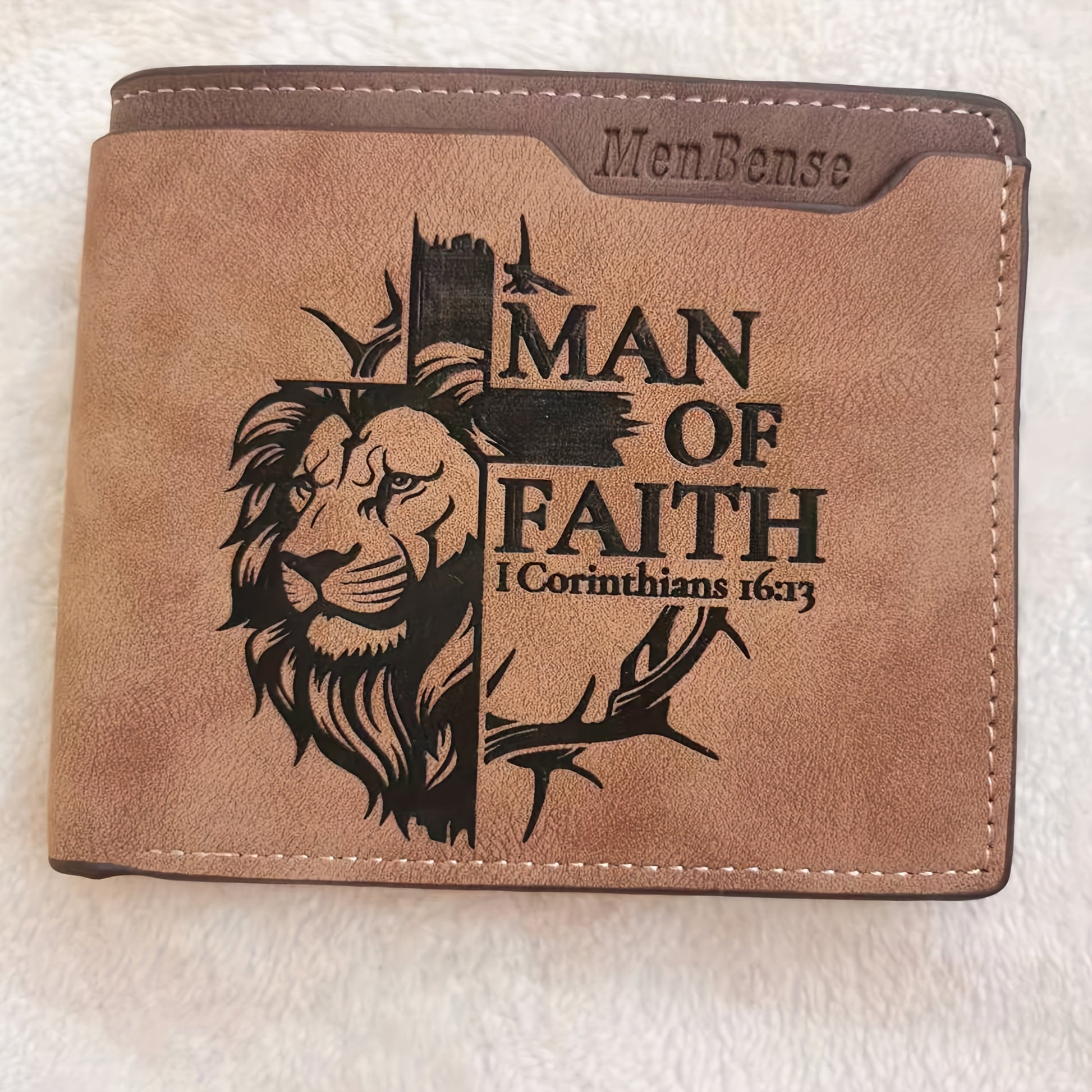 Man Of Faith Men's Lion Pattern Christian Wallet claimedbygoddesigns