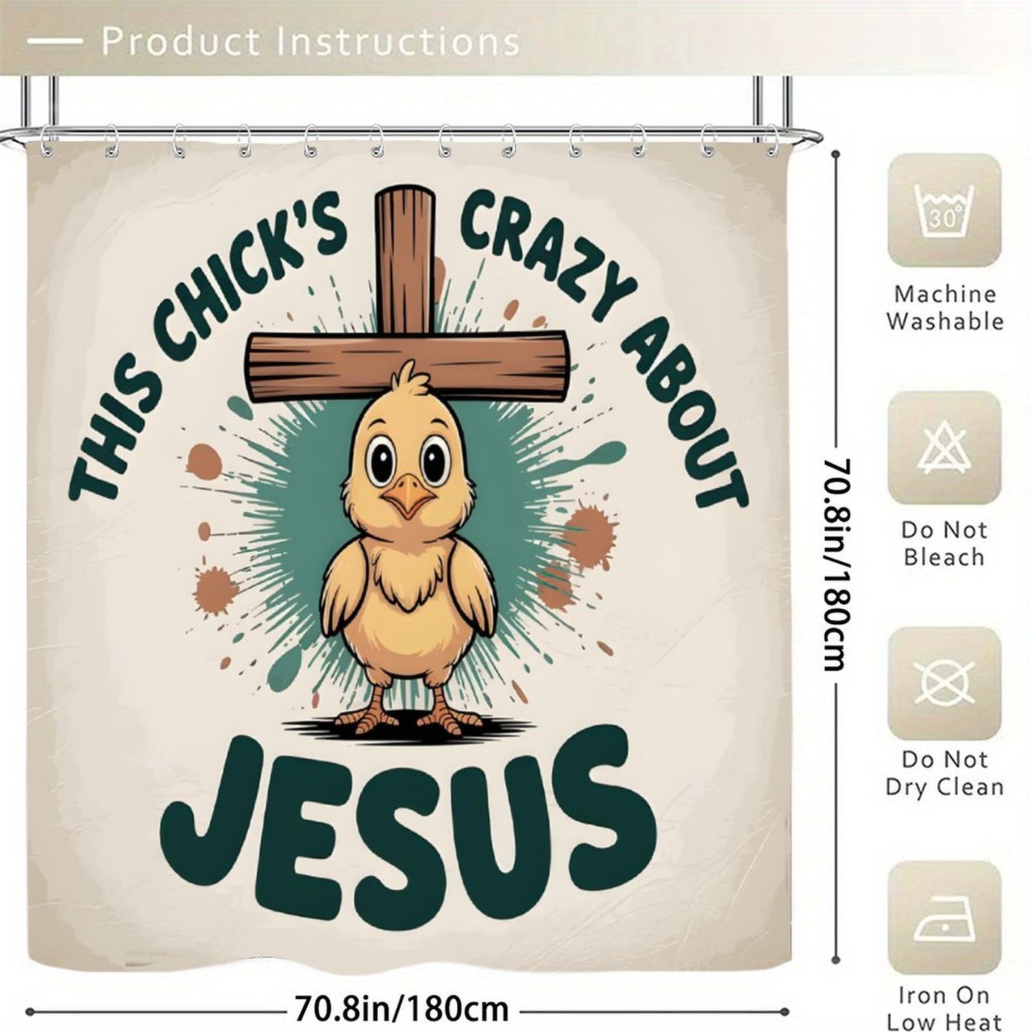 This Chick's Crazy About Jesus Christian Waterproof Shower Curtain
