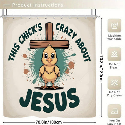 This Chick's Crazy About Jesus Christian Waterproof Shower Curtain