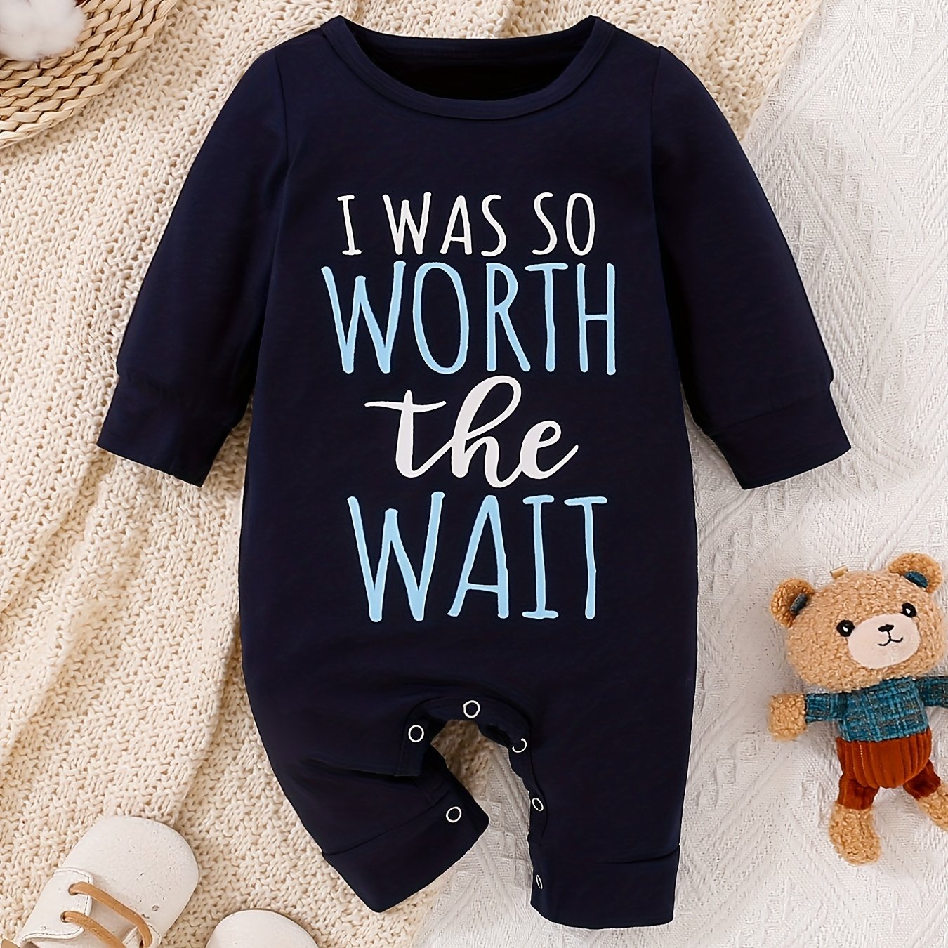 I WAS SO WORTH THE WAIT Long Sleeve Christian Baby Onesie claimedbygoddesigns