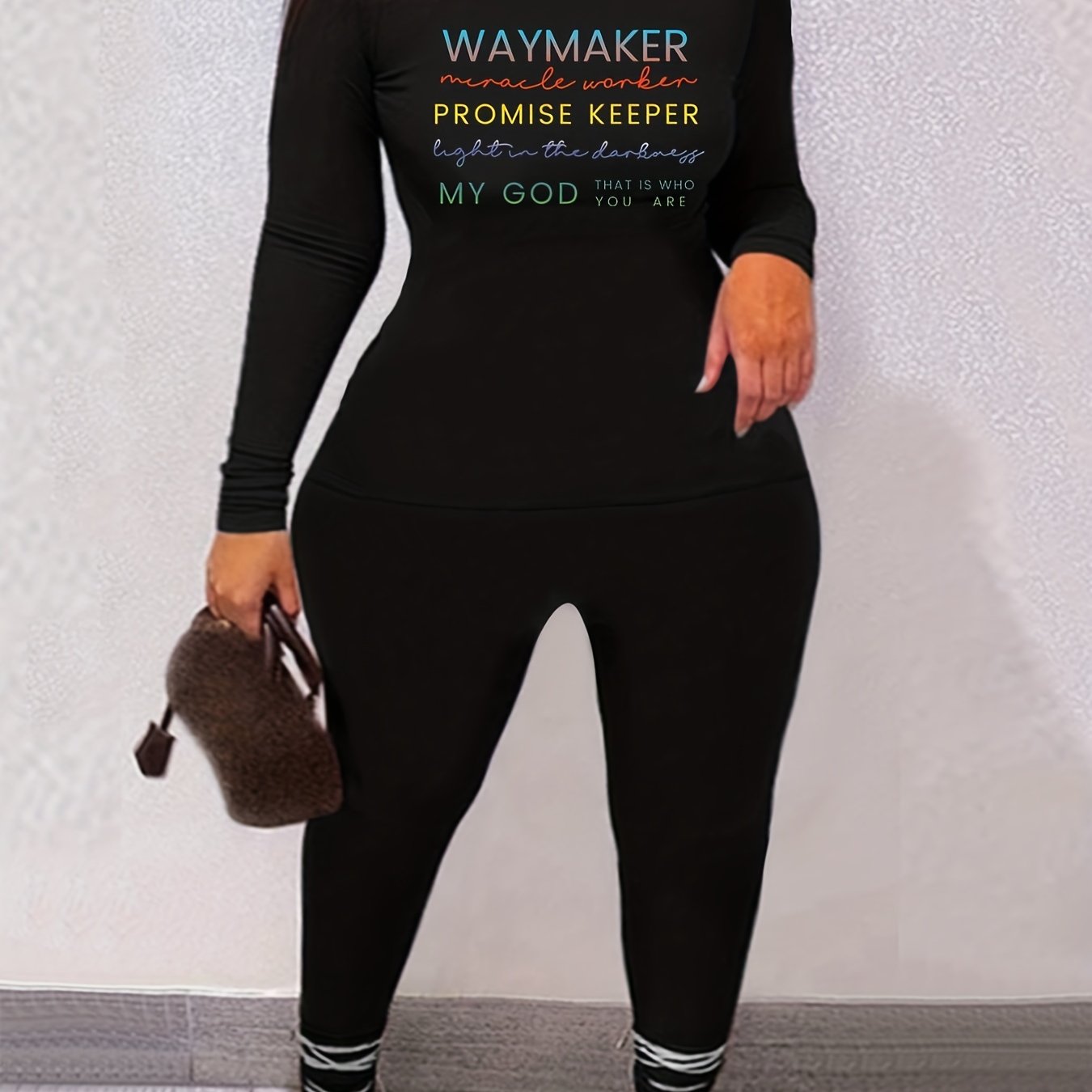 Waymaker, Miracle Worker, Promise Keeper My God Plus Size Women's Christian Casual Outfit claimedbygoddesigns